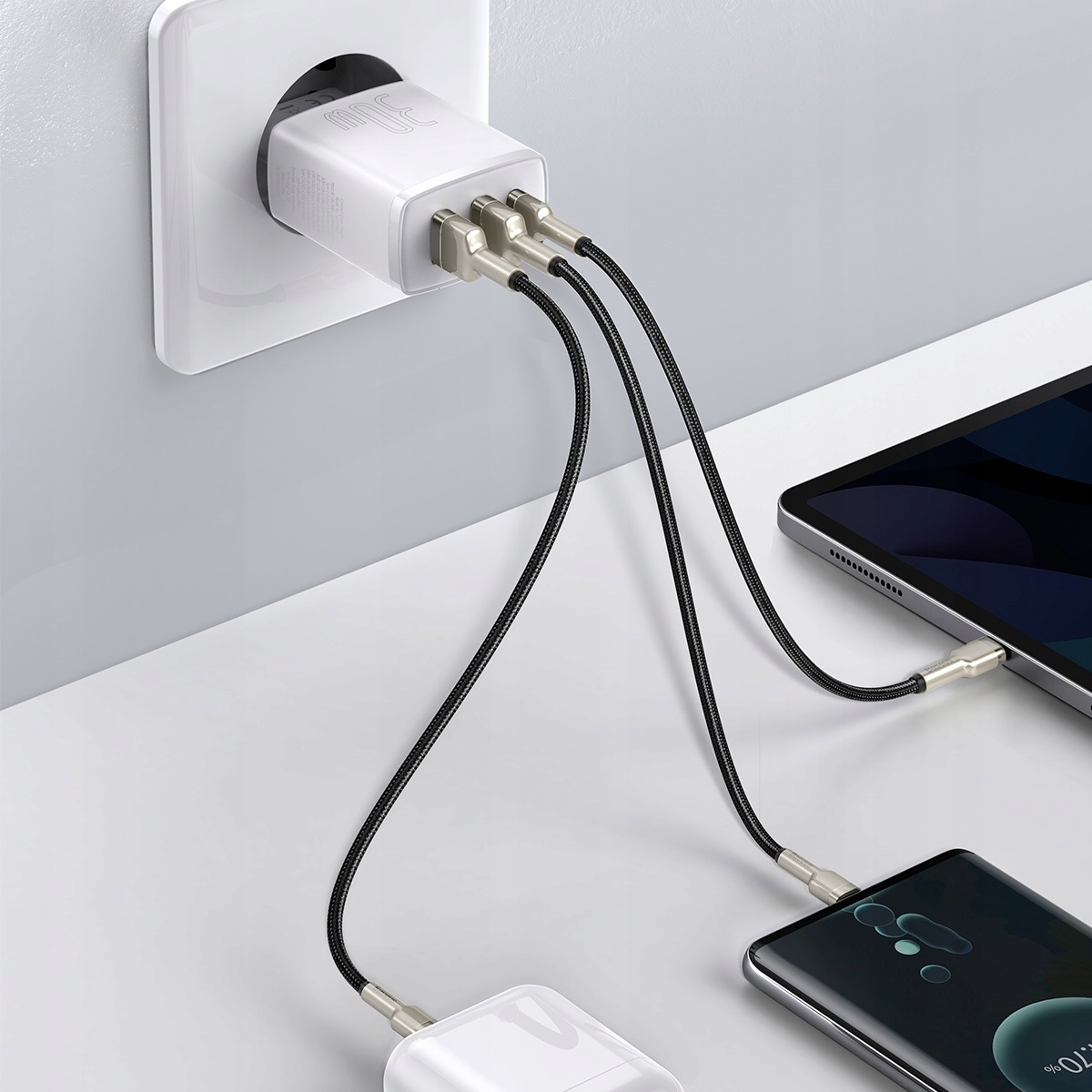 BASEUS Compact szybka ładowarka sieciowa 2xUSB USB-C 30W 3A PD QC 3.0 biała Liczba urządzeń ładowanych jednocześnie 3