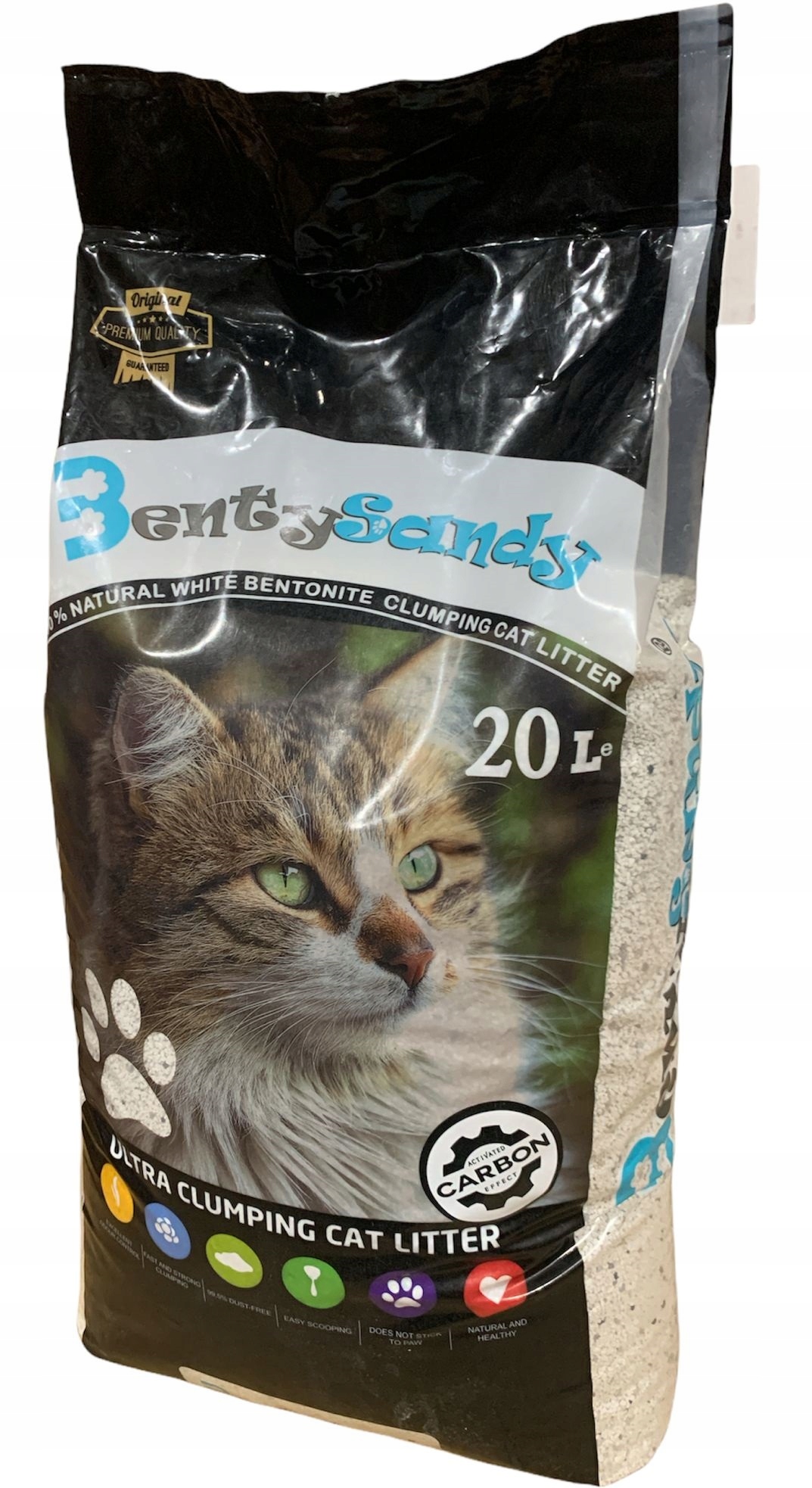 Żwirek bentonitowy Benty Sandy Active Carbon 20L do kuwety dla kota
