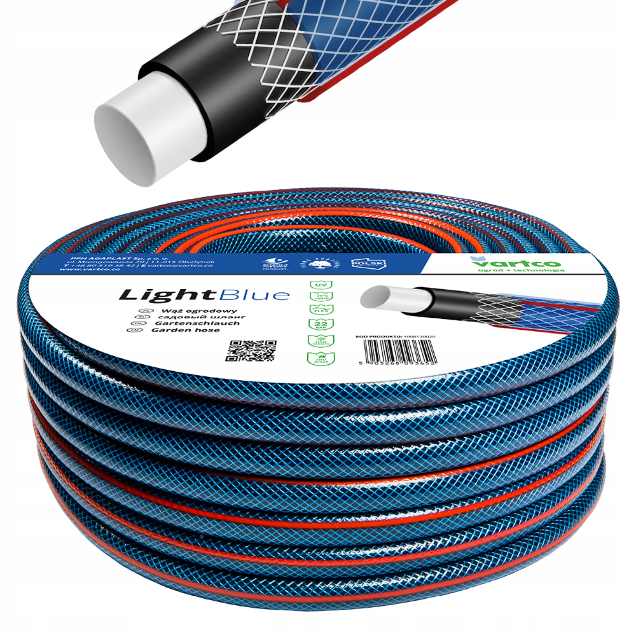 

Wąż Ogrodowy 4-WARSTWOWY 22BAR 3/4'' 50M Vartco