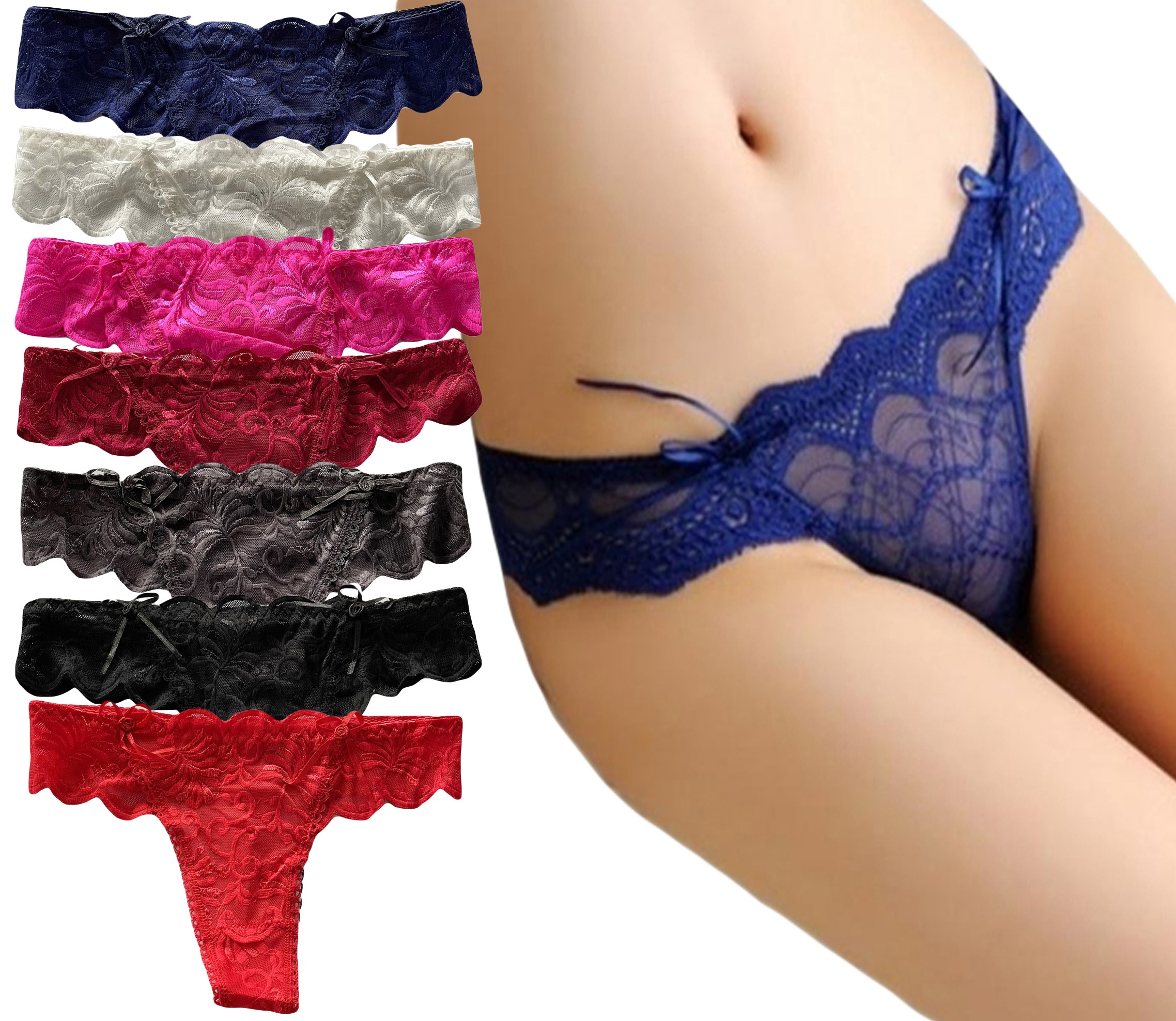 

Sexy Stringi Majtki damskie Koronkowe Zestaw 7pak