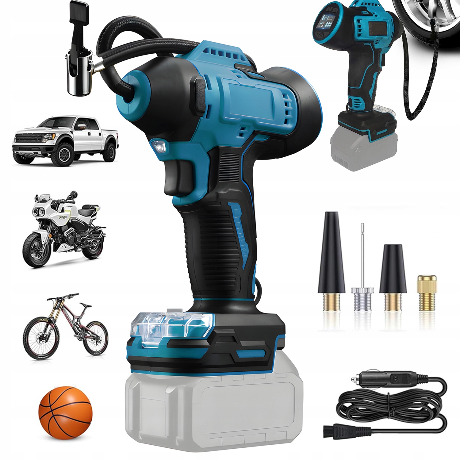 Automobilový Kompresor 12V Bezdrátový 4 Režimy Čerpání Led