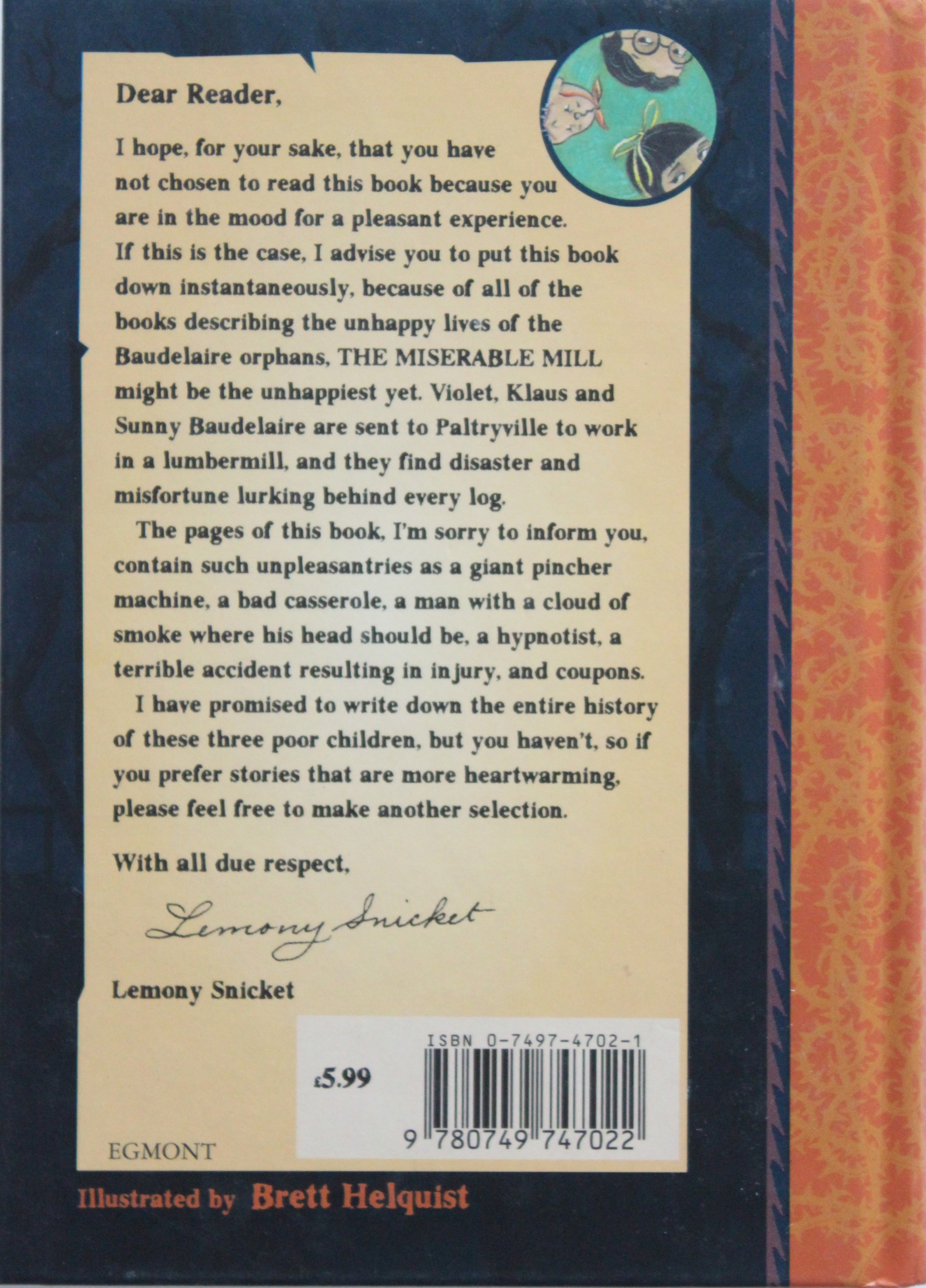 THE MISERABLE MILL, Lemony Snicket /TWARDA/ Gatunek Fantasy