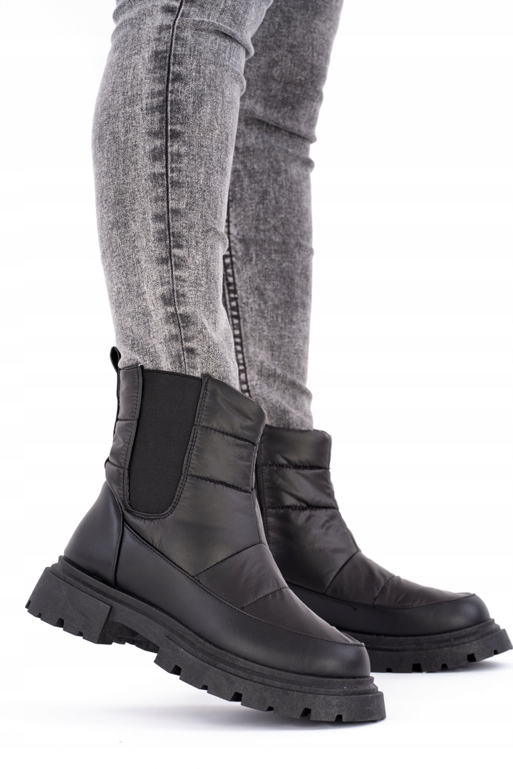 Czarne śniegowce damskie grubo ocieplane z gumką 39 Rozmiar 39