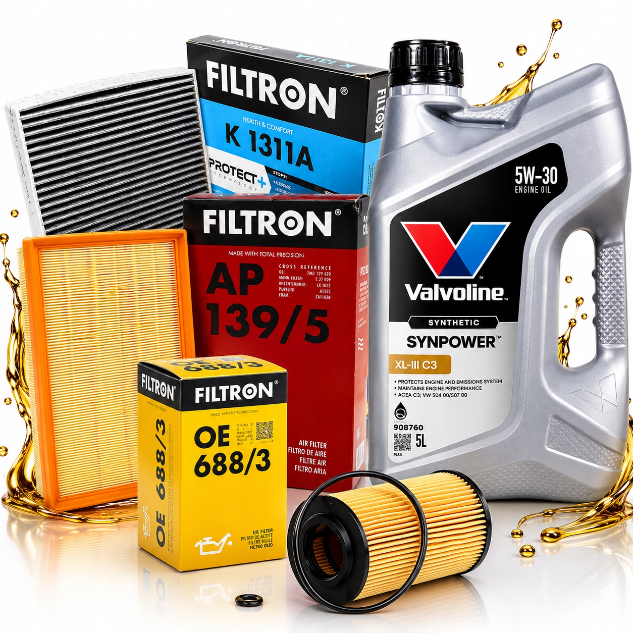 Filtry Olej Valvoline 5V30 5L Vw Golf VII Passat B8 1.6 Tdi 2.0 Tdi