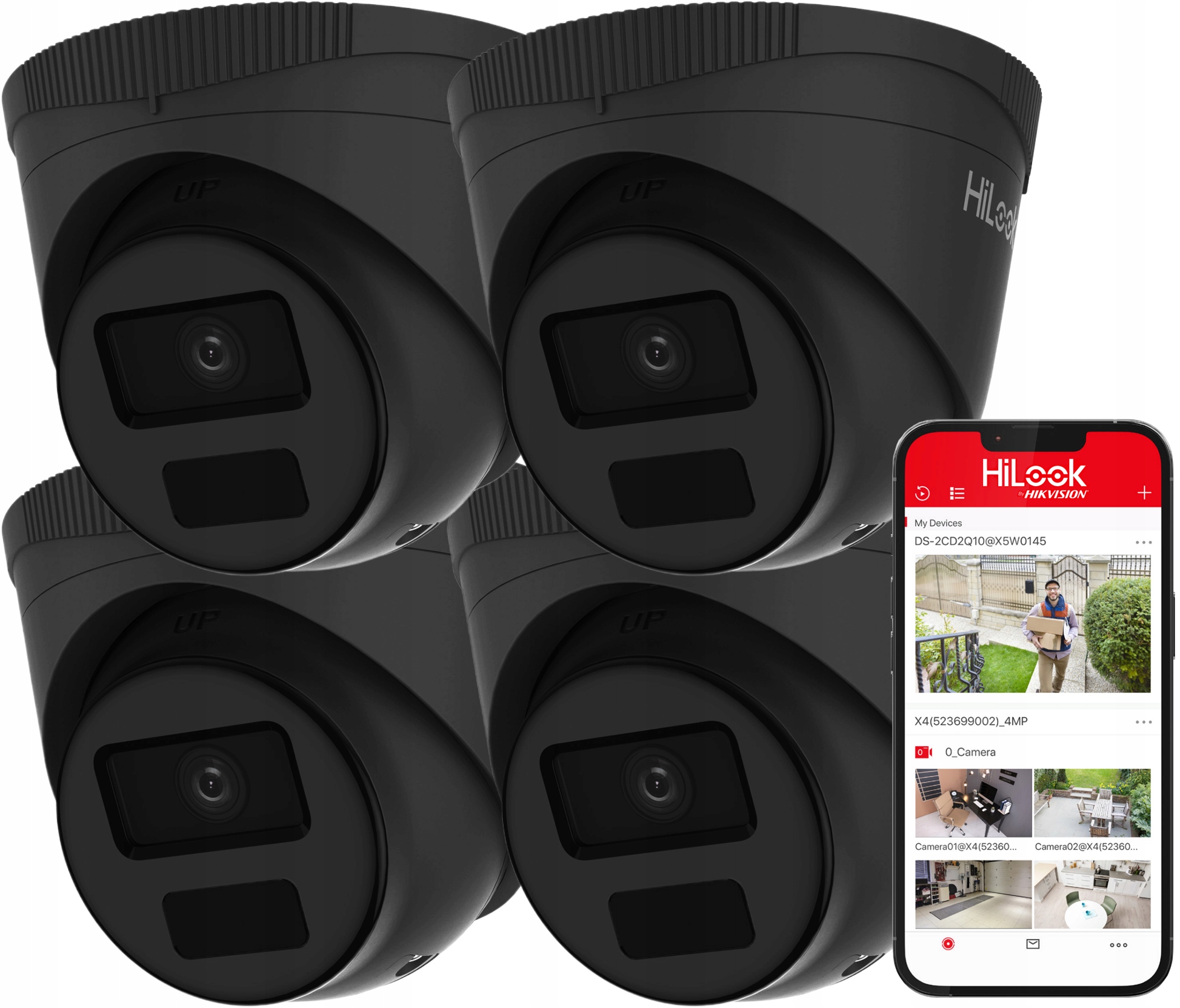 4MPx Ip kamery v súprave PoE IPC-T241H-C Black HiLook Náhľad Deň Noc