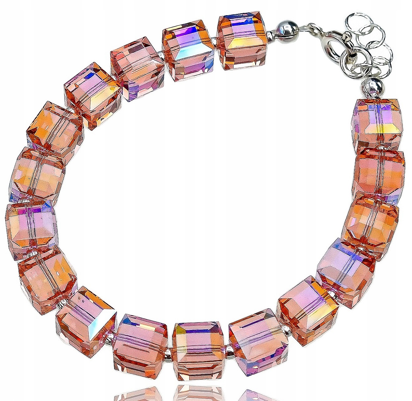 Krystaly Náramek Rose Peach Shimmer Cube Certifikát