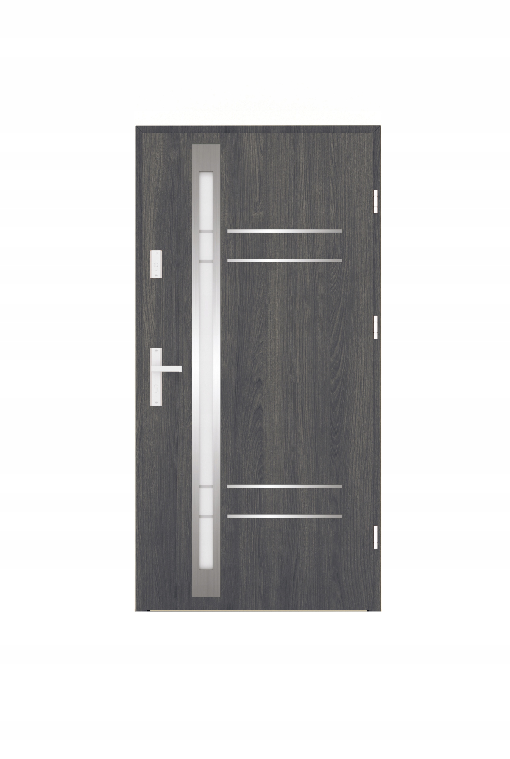 Drzwi zewnętrzne stalowe 80/55 DĄB ANTRACYT REFLEX