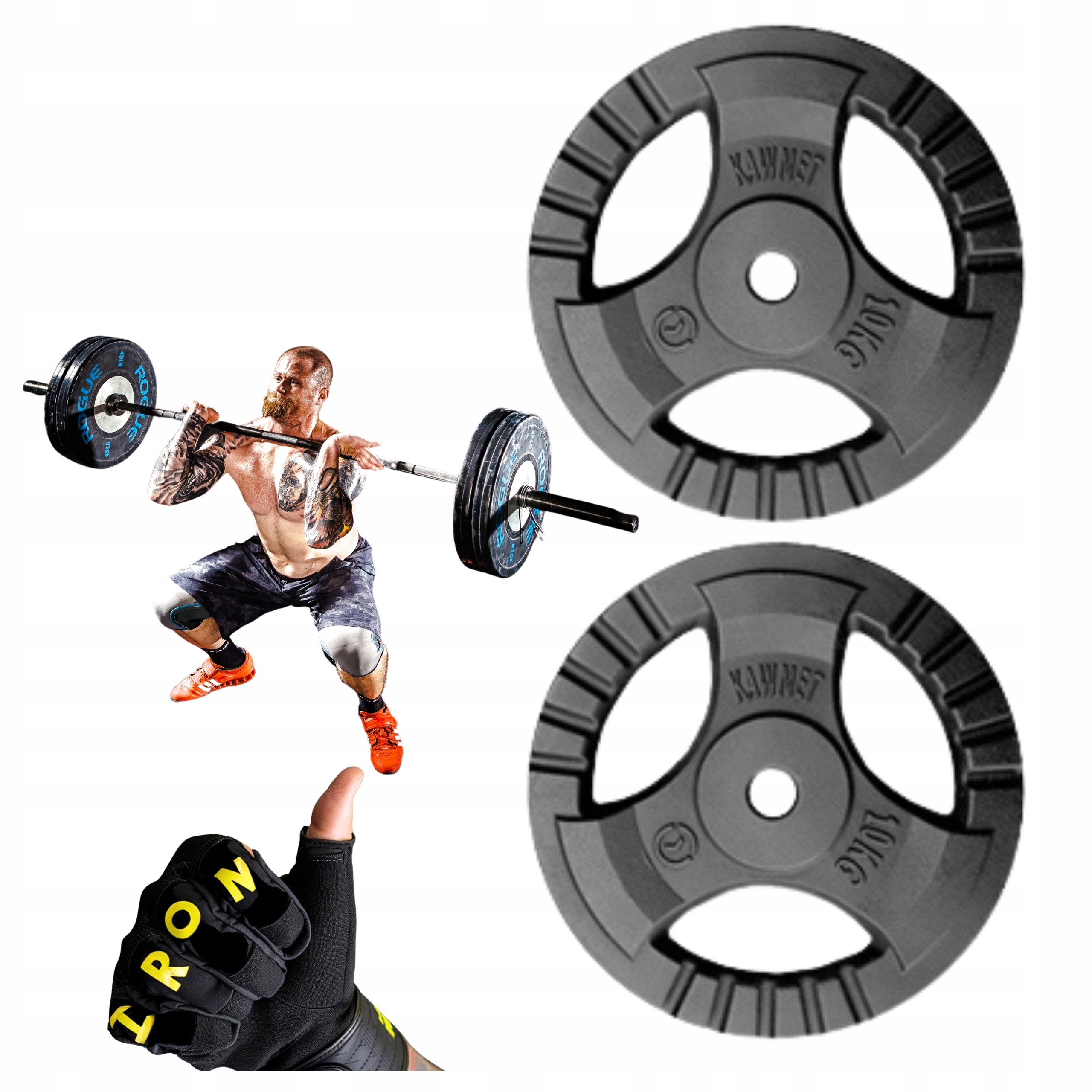 Komplet Obciążeń Kierownica do sztangi żeliwne Kawmet 2x10kg 30,5mm