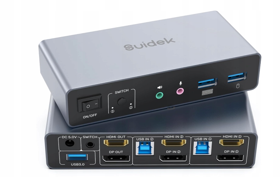 Alxum DP 1.4 KVM Switch-2 Komputery Przełączniki KVM Displayport 4 porty