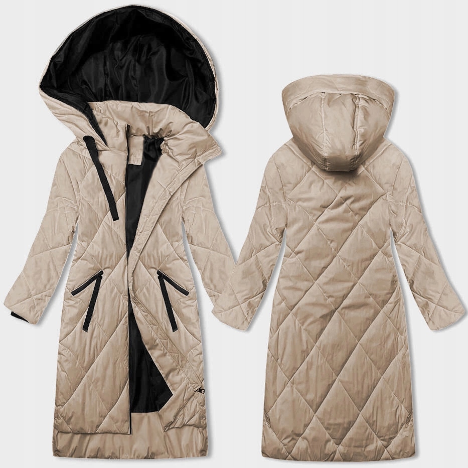 Volná Bunda Kapuce 5M3168 Světle Béžová L (40)