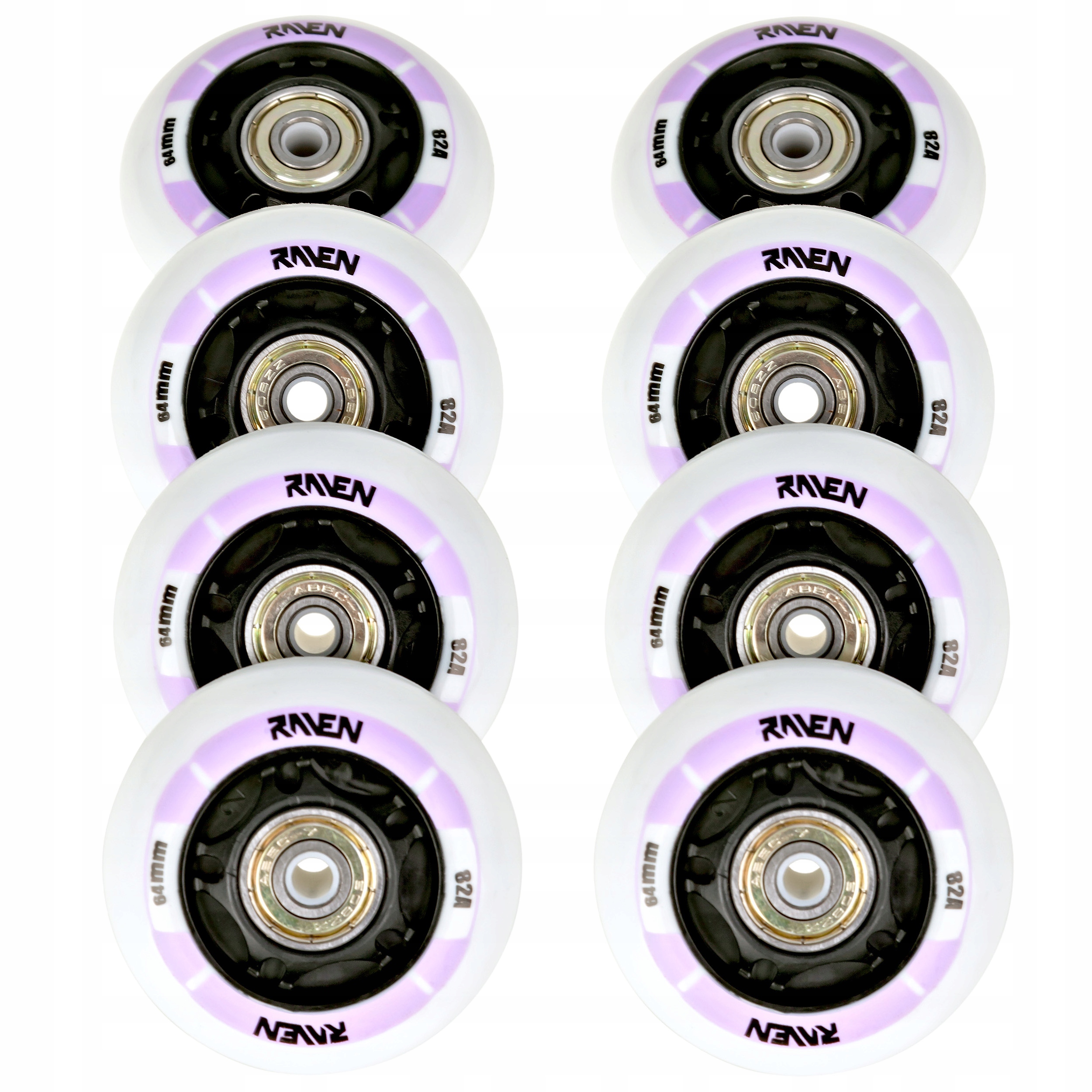 8x Świecące kółka Led do rolek Raven Helixi Black/Violet 72mm Pu