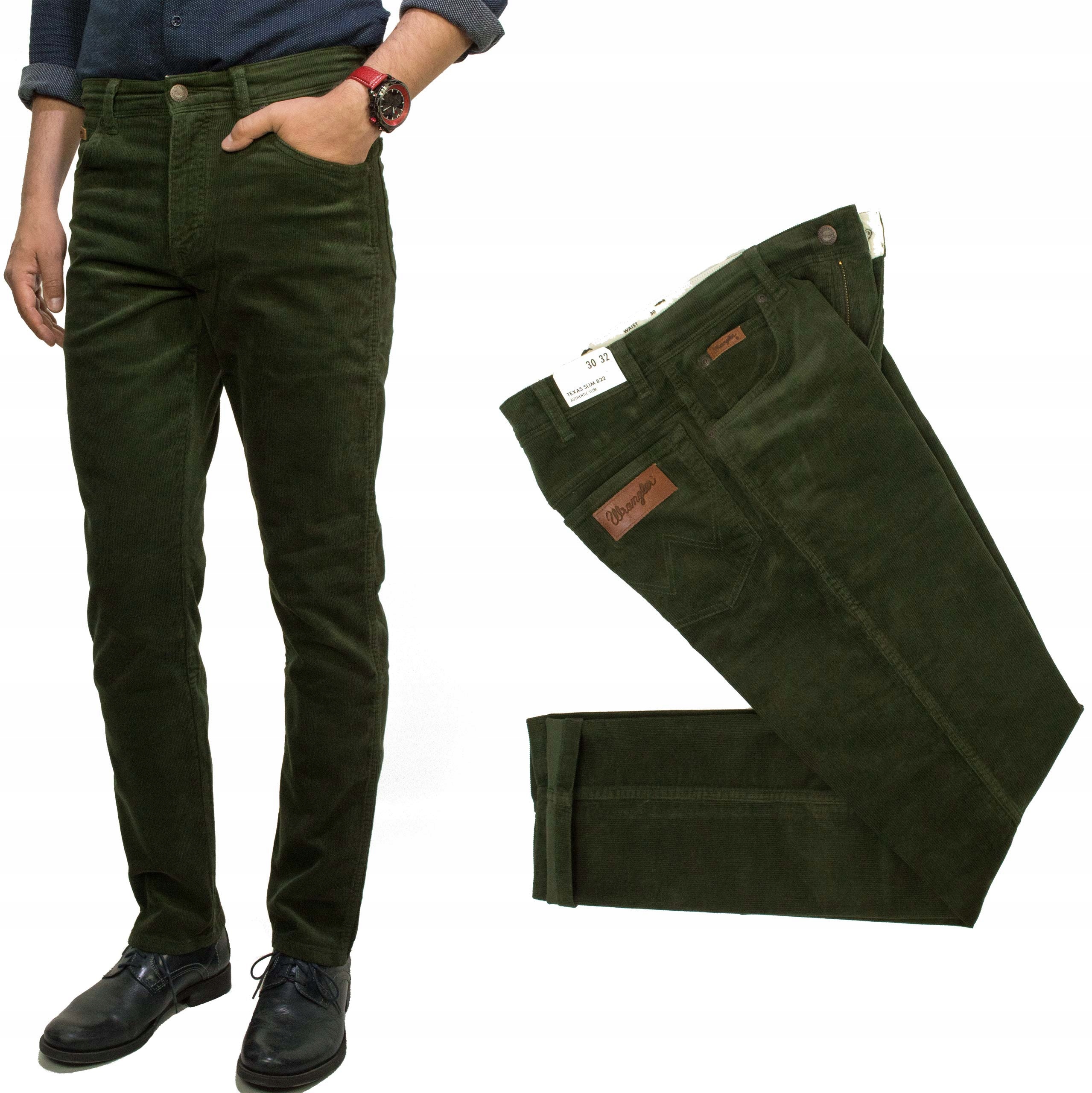 Wrangler Texas Slim Forest Night pánské kalhoty jednoduché manšestrové W38 L32