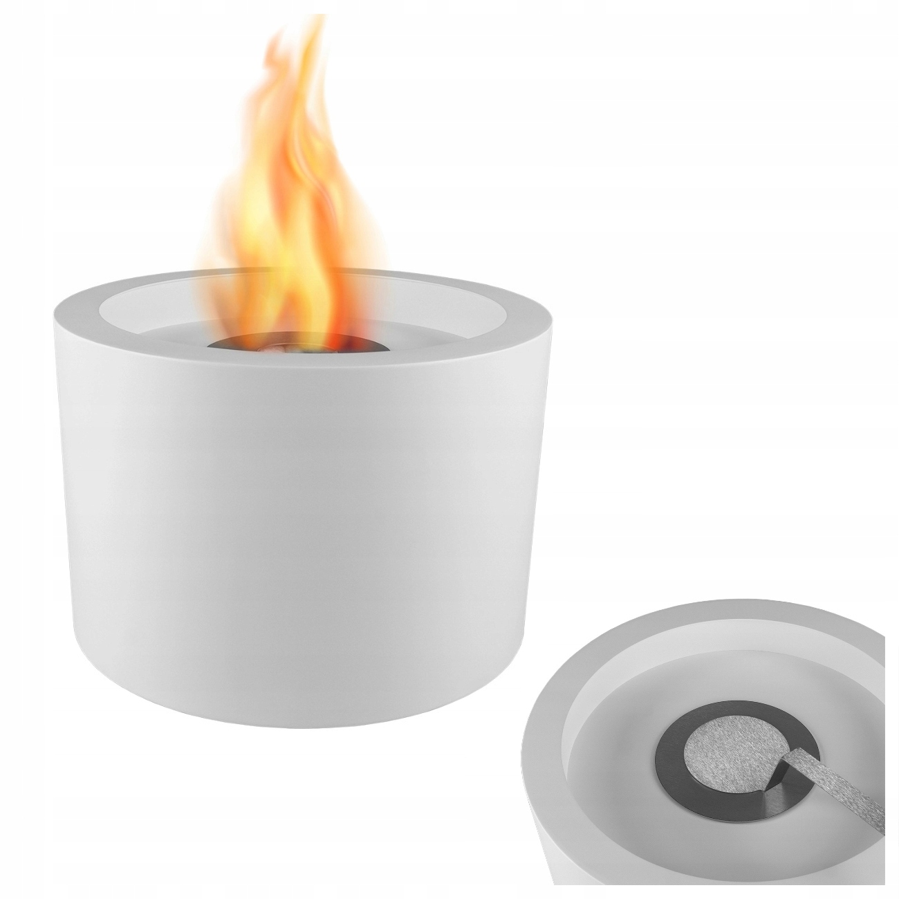 Volně Stojící Biokrb Moon Bílý Strukturovaný Mat, Na Biopalivo