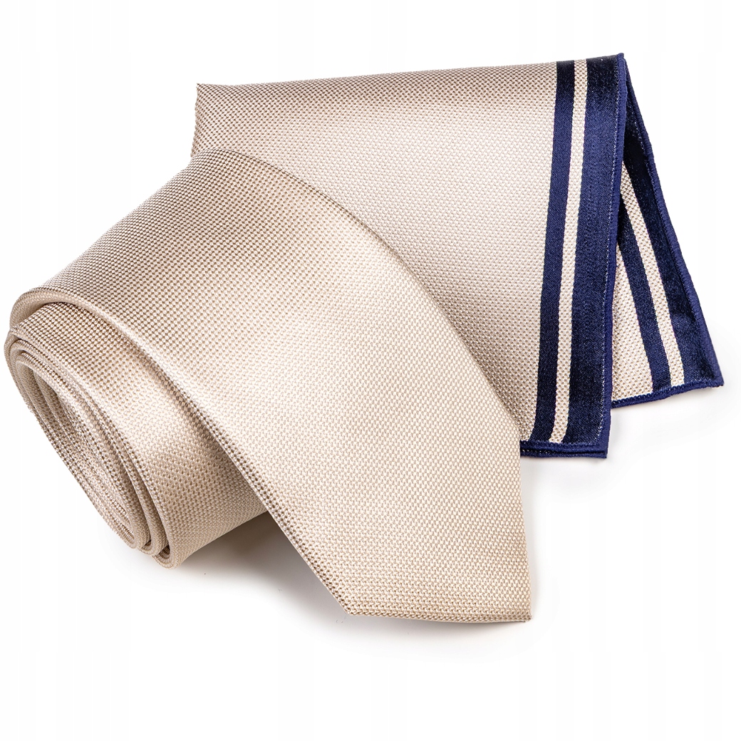 Sada kravata kapesníček v béžové barvě Na svatební hostina Pako Lorente