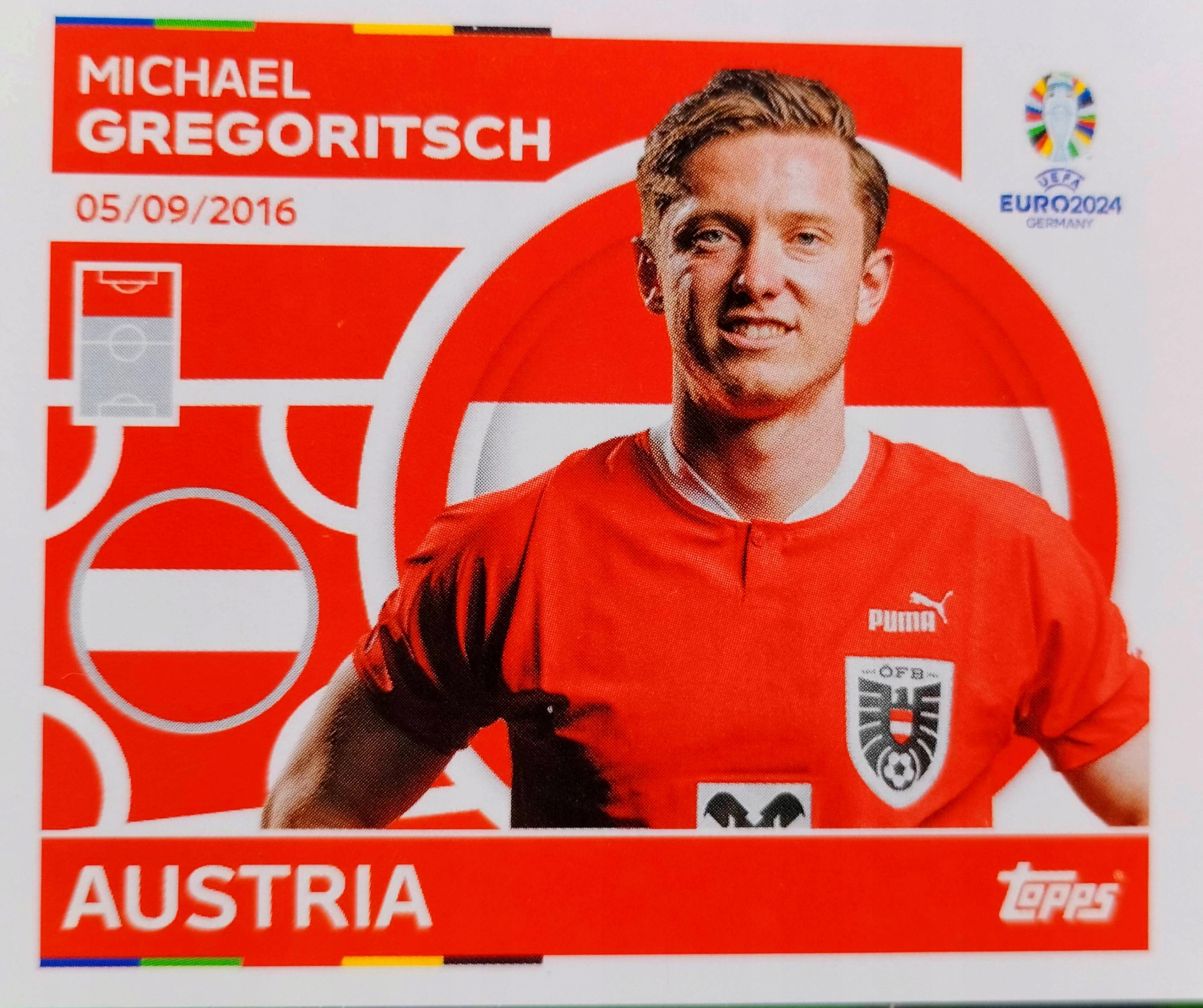 Euro 2024 Topps Match Attax naklejka Aut 21 Gregoritsch Austria