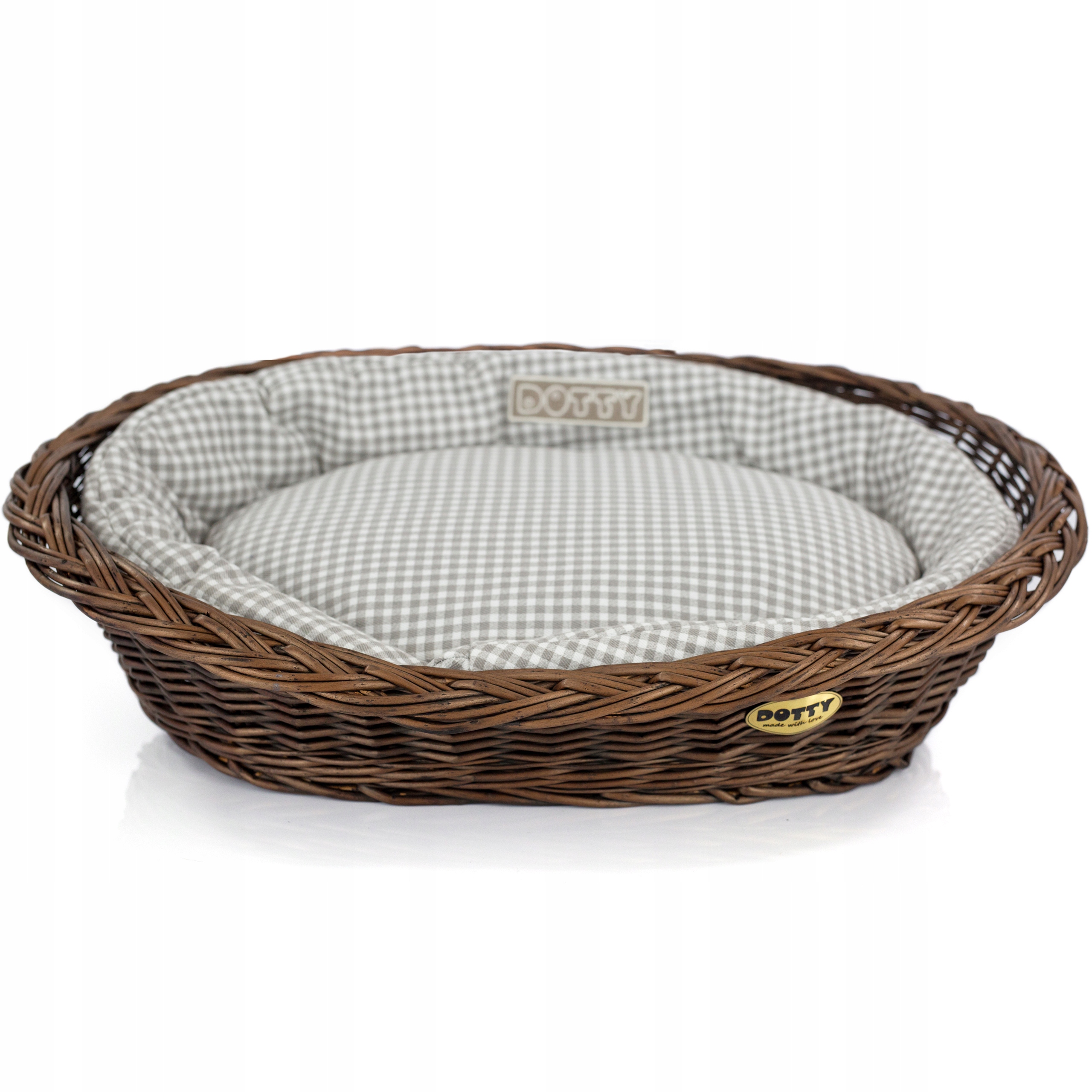 Levně Pelíšek pro psa kočku hnědý proutěný košík s pelíškem bavlna Dotty