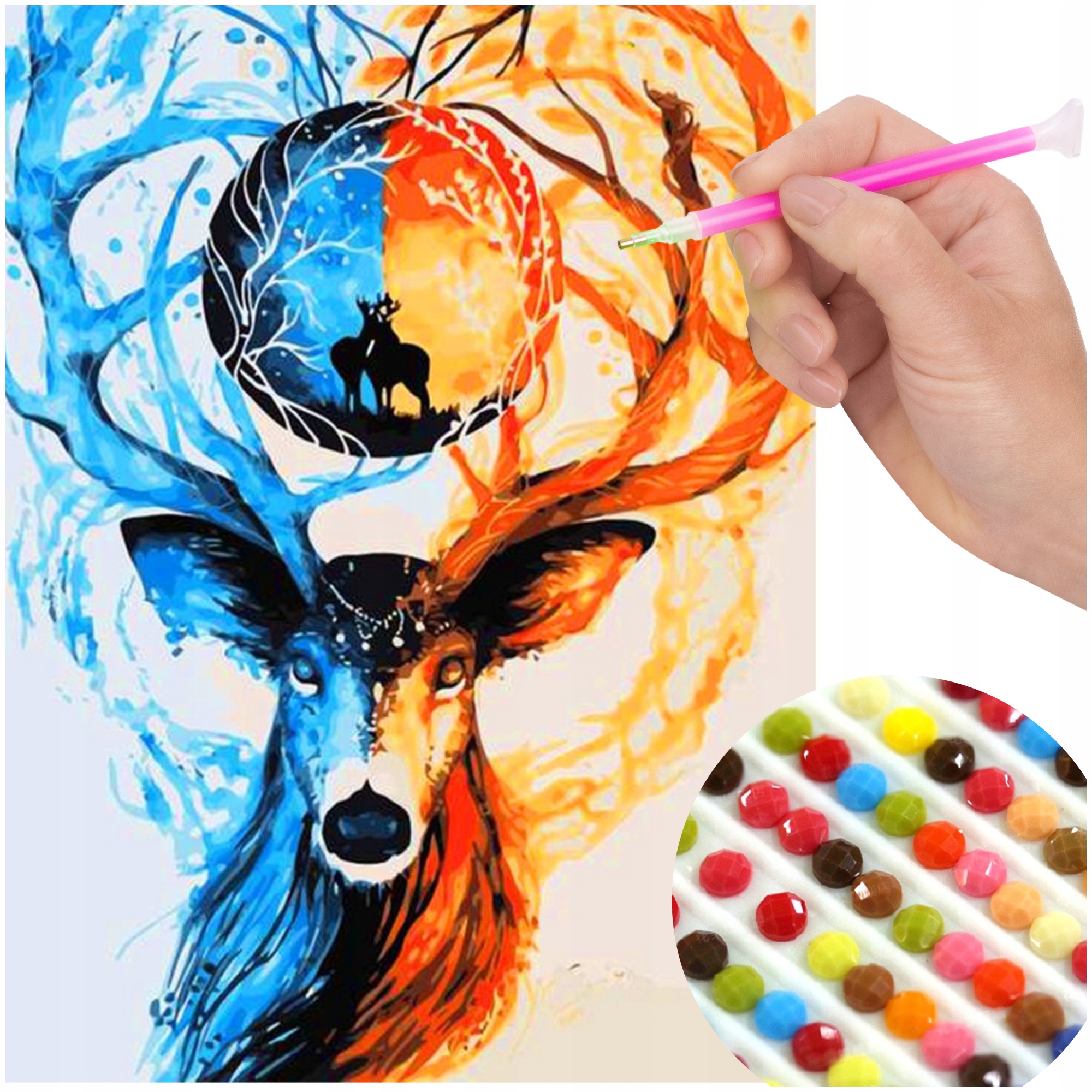 Haft Diamentowy Jeleń Diamond Painting 5D Zestaw Wyklejanka Diamentowa