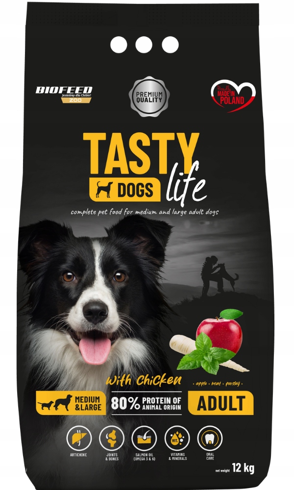 Biofeed Tasty Dogs Life Adult z kurczakiem 12kg sucha karma dla psa