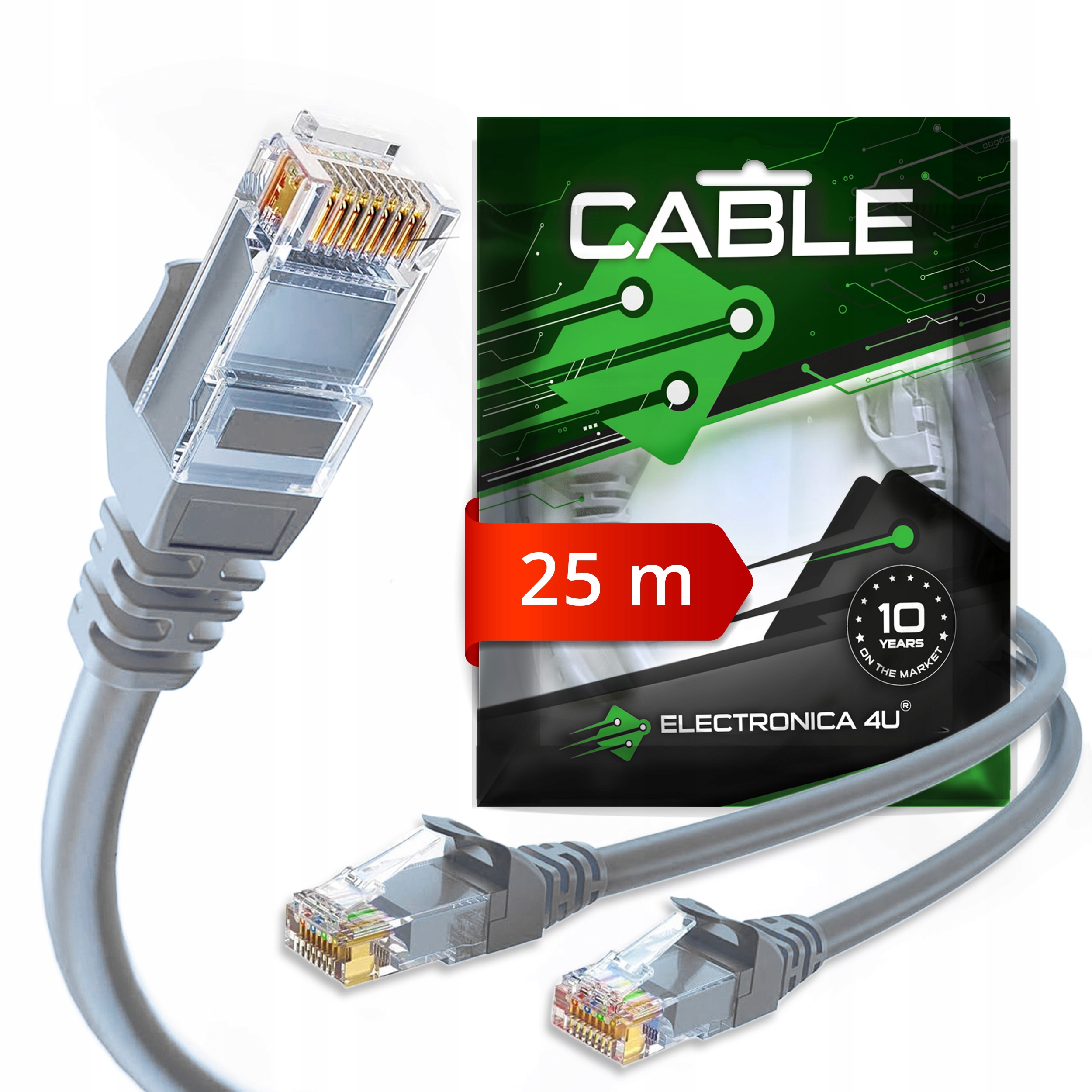 Kabel sieciowy Ethernet RJ45 Utp Cat6 kat 6 AWG26 1Gb/s 1000 Mb/s 25m