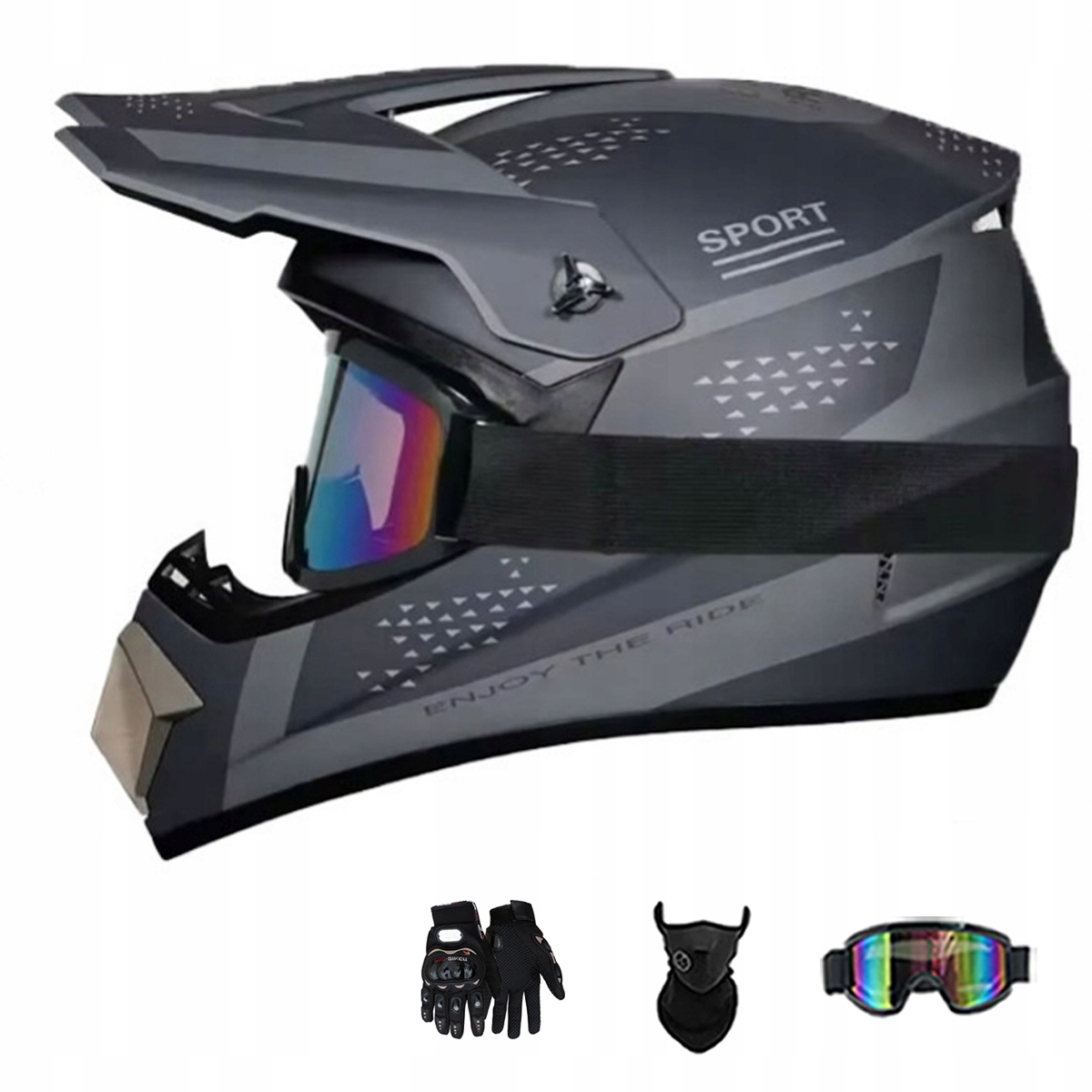 Motocyklová Přilba Crossová Lehká Enduro Quada Brýle Rukavice Maska L