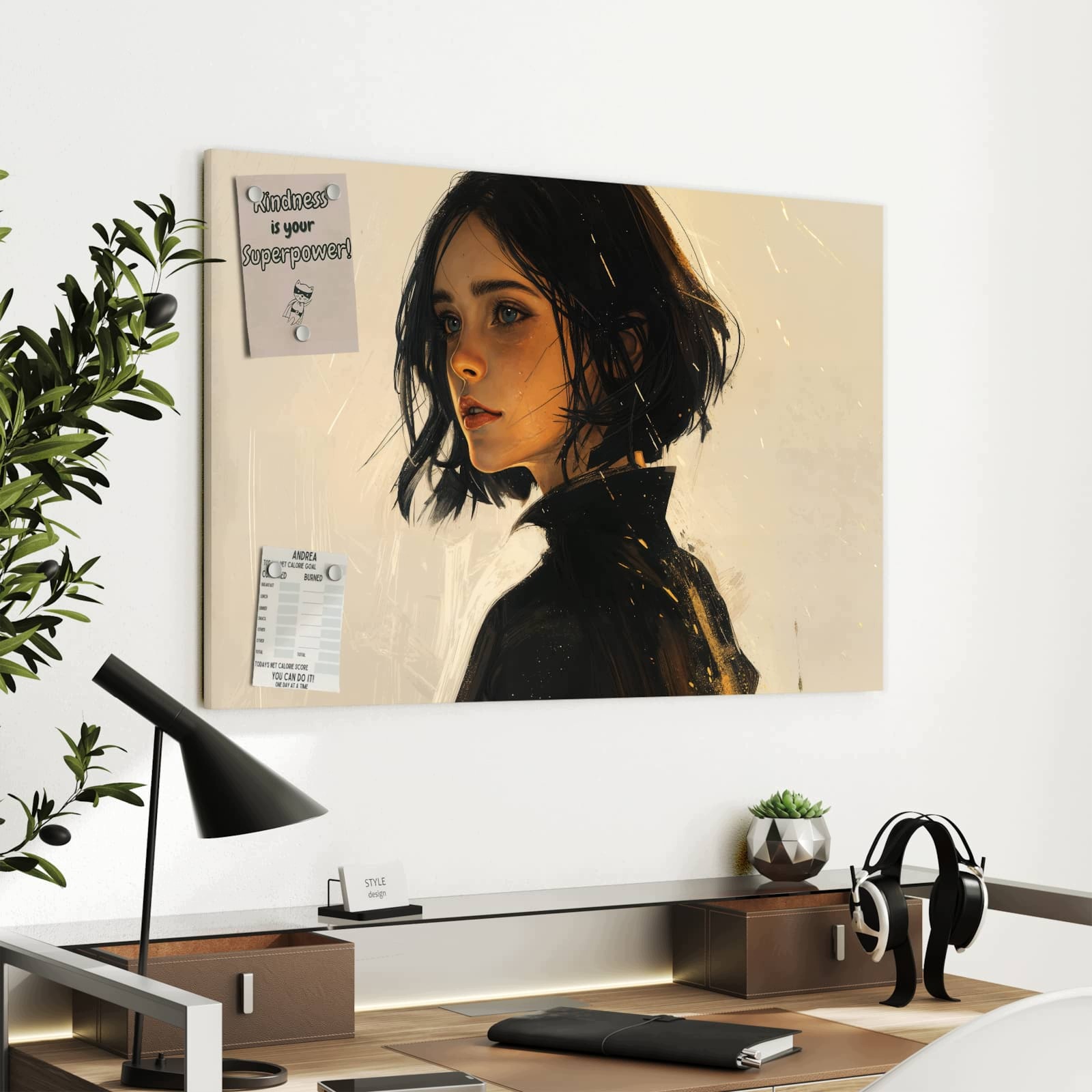Magnetická tabule Portrét mlody Žena 90 × 60 cm