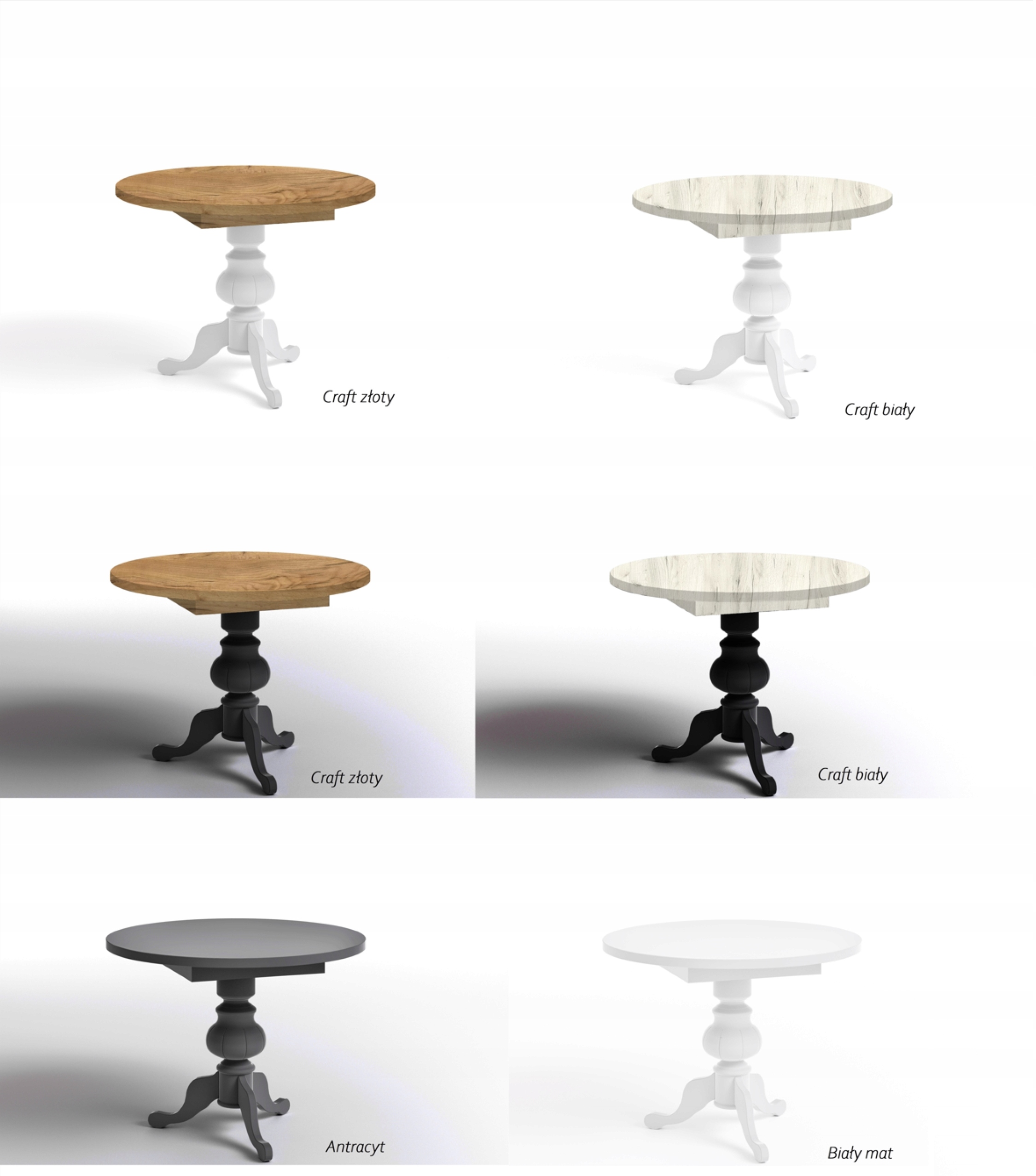 Stół okrągły dąb sonoma na jednej nodze 80 Wysokość mebla 75 cm