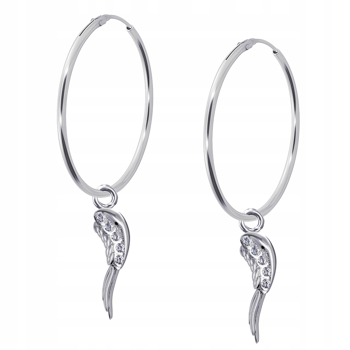 

Srebrne Kolczyki Duże Koła Skrzydła srebro 925