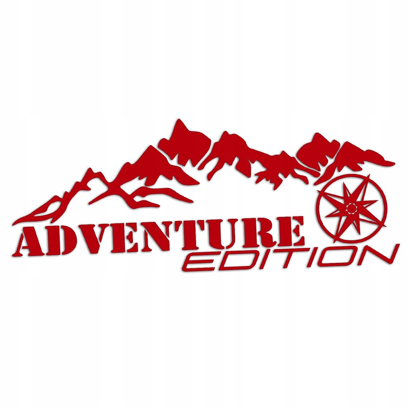 Wycinana naklejka Adventure Edition Góry I Róża Wiatrów czerwona