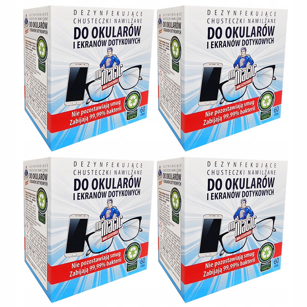 

Chusteczki Nawilżane Do Okularów Mr Magic 4x 60SZT