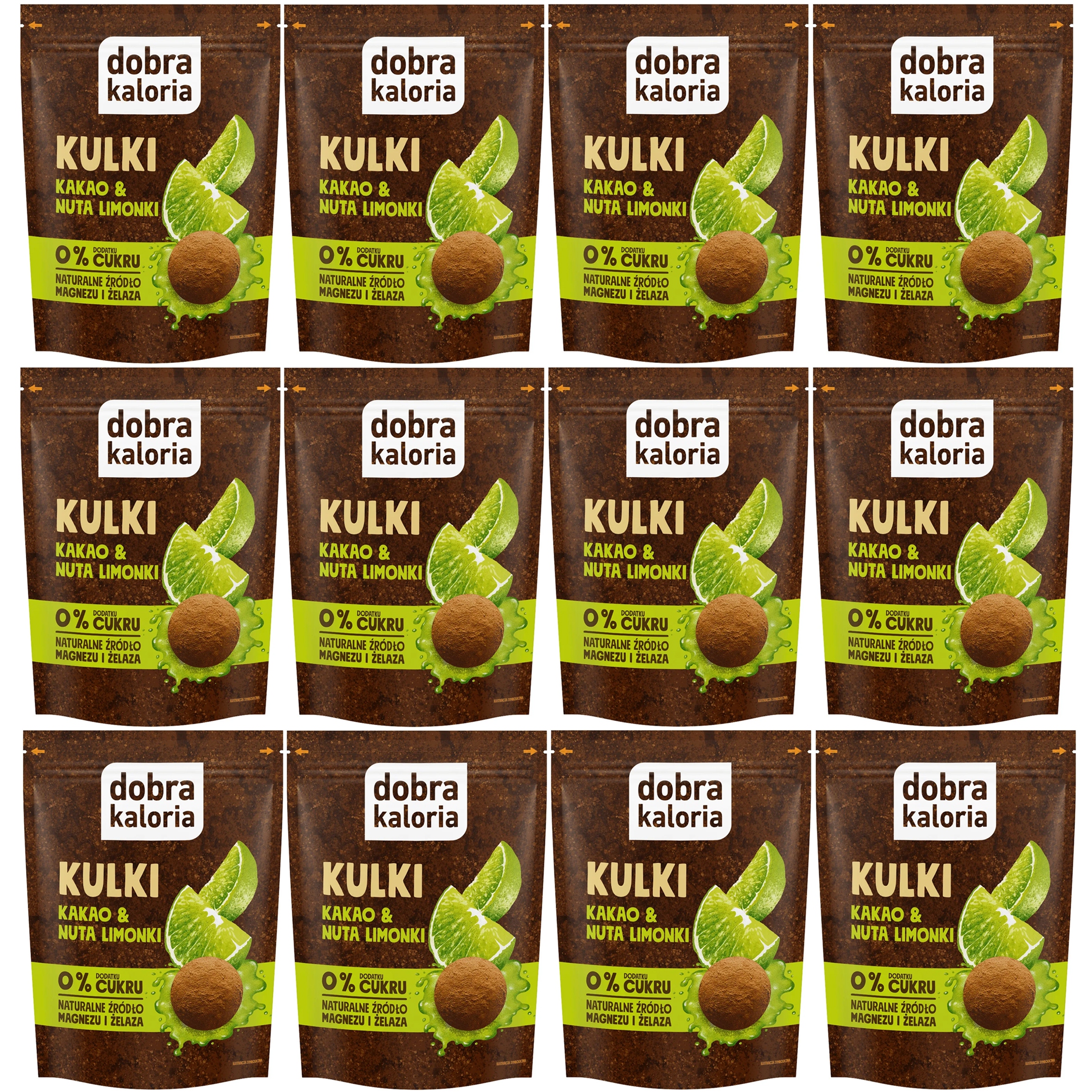 Zestaw Kulki Mocy Dobra Kaloria Kakao z Nutą Limonki 12 x 65 g