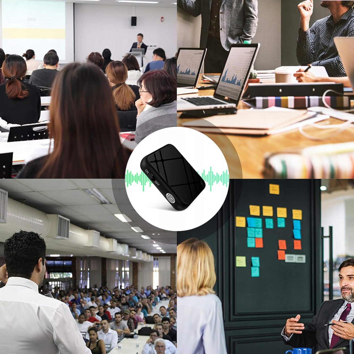 DYKTAFON MINI USB 16GB NA PODSŁUCH SZPIEGOWSKI MP3 Z REDUKCJA HAŁASU Kolor czarny