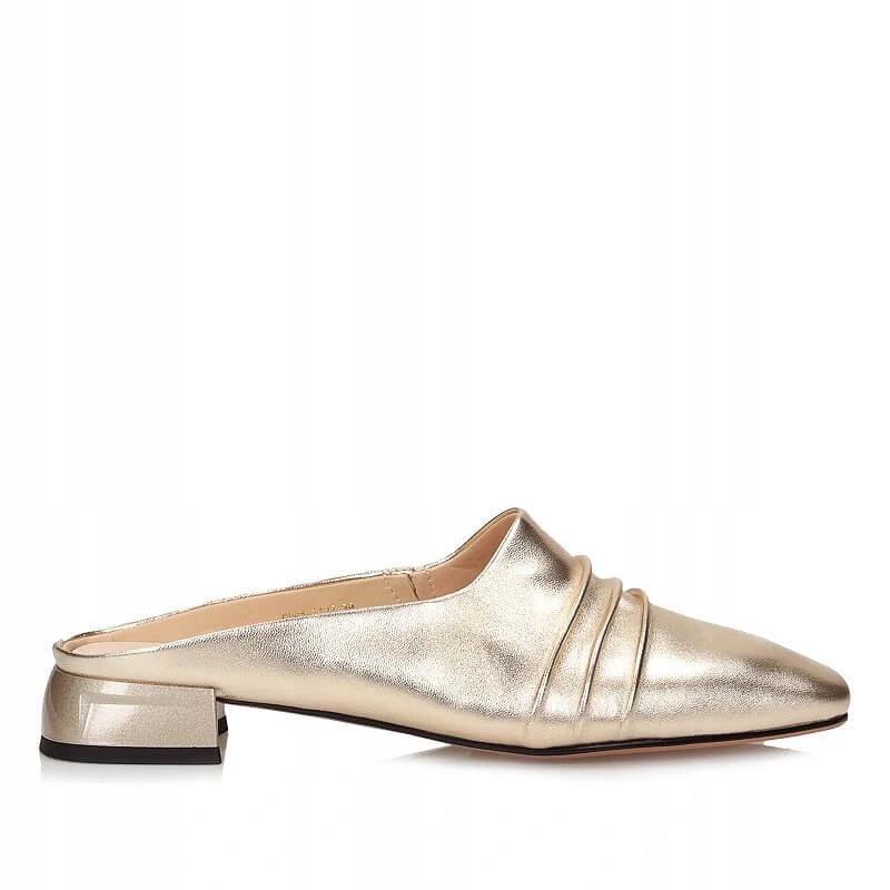 Nazouváky pantofle S.Barski CR61-3122 Gold zlaté kožené se zakrytou přední částí