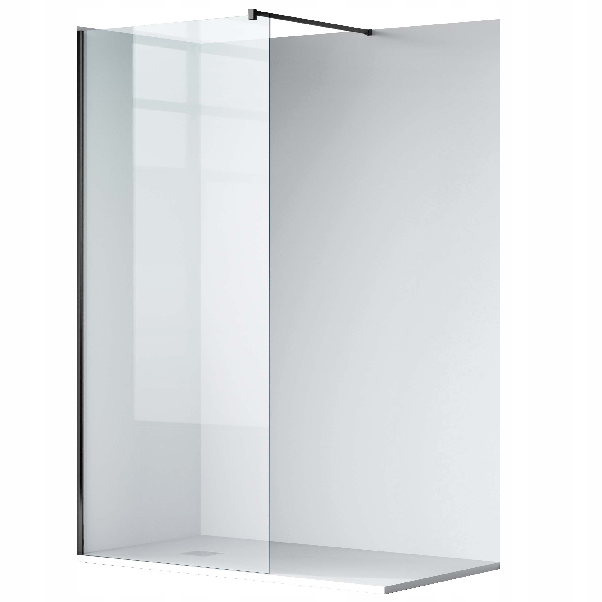 Ścianka Prysznicowa Beira 80x200 cm Walk In Transparentna 8mm Czarna Balneo
