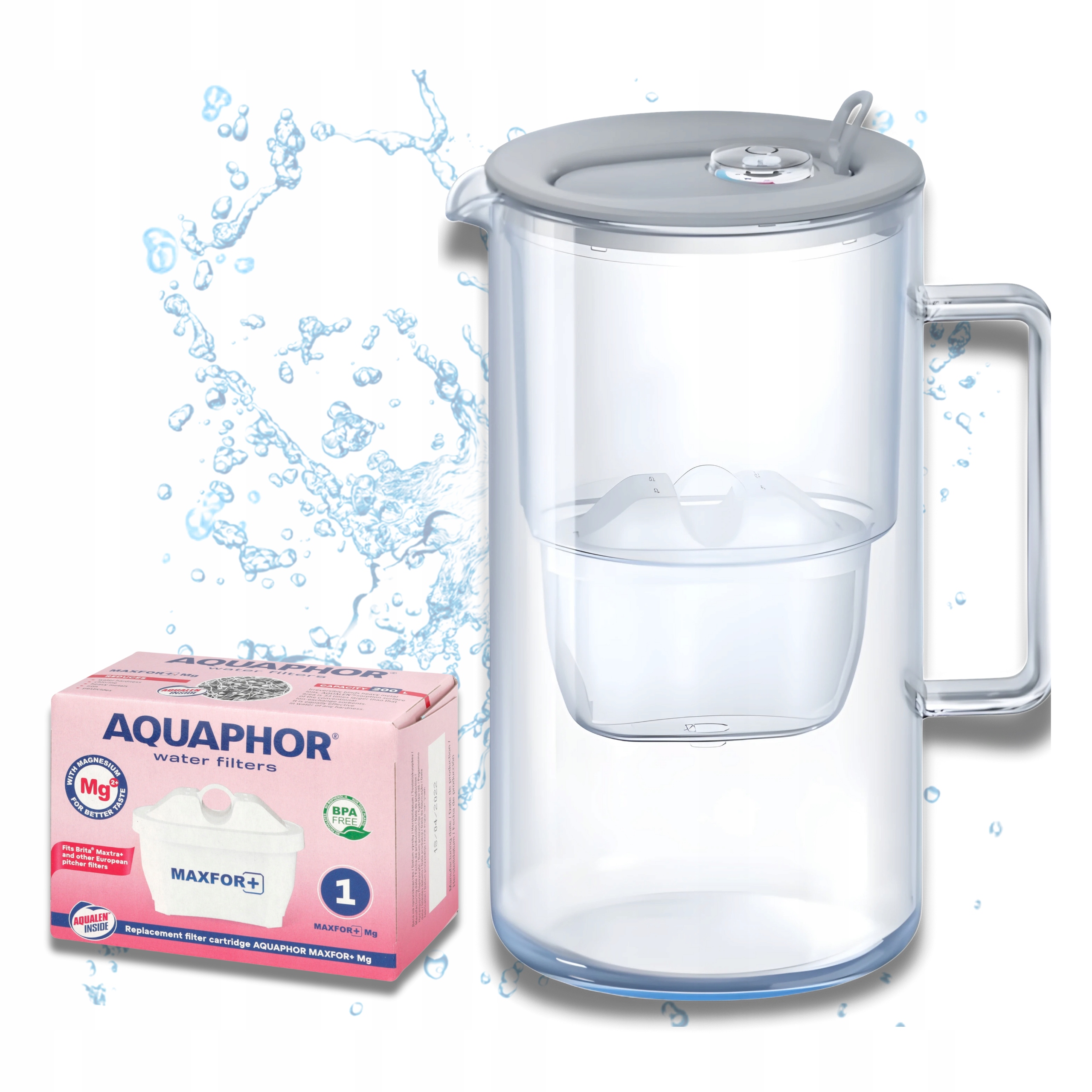 Dzbanek filtrujący szklany Aquaphor Glass Szary 1 Filtr Maxfor Mg Magnez