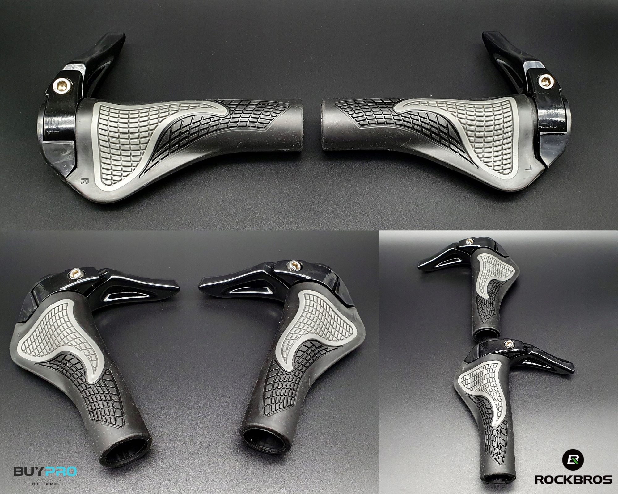 Chwyty na rower ROGI GRIPY ROWEROWE RĄCZKI DO KIEROWNICY Z ROGAMI SZARE Kod producenta BT1008B