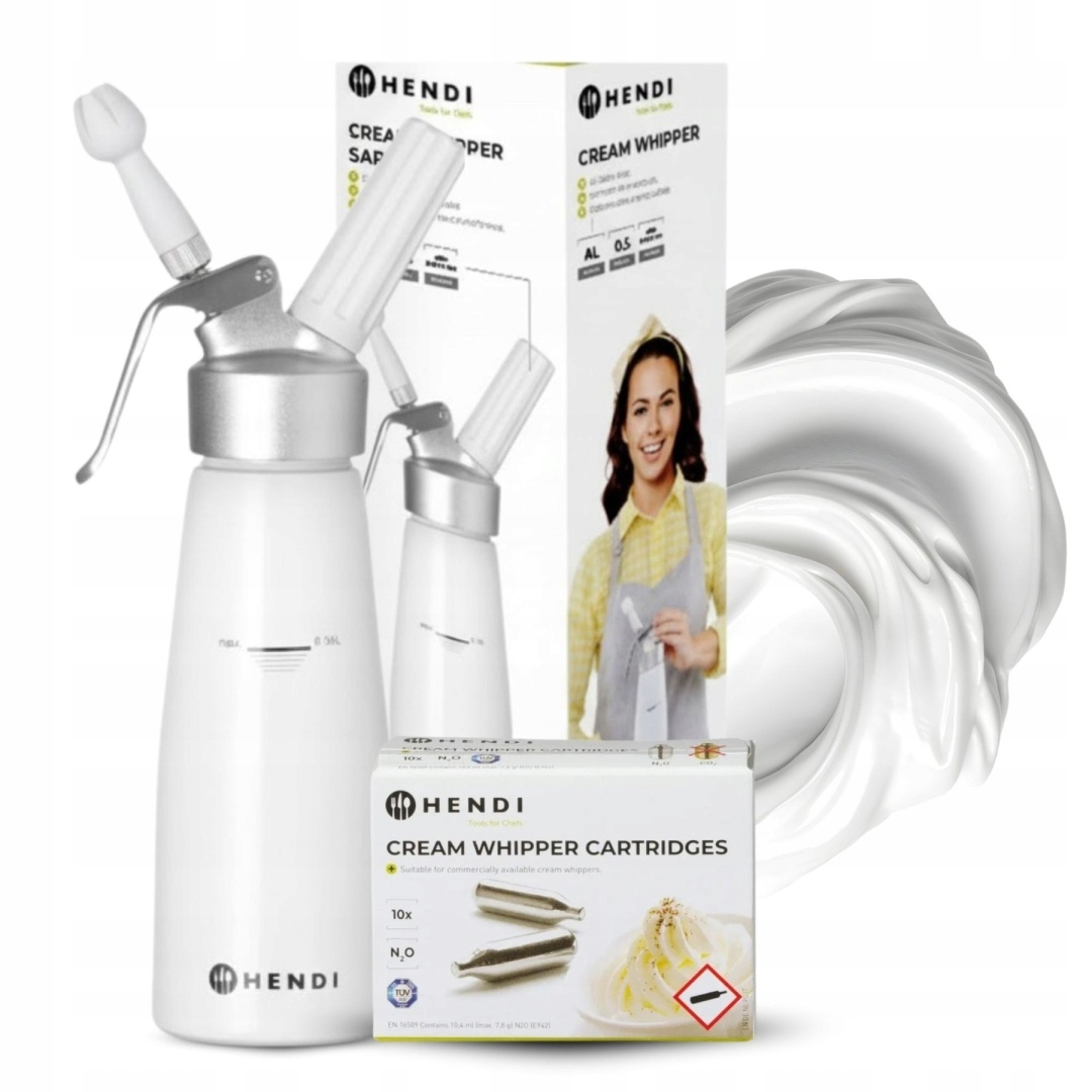 Syfon Hendi 0,5L do bitej śmietany desery 10 Naboi Zestaw