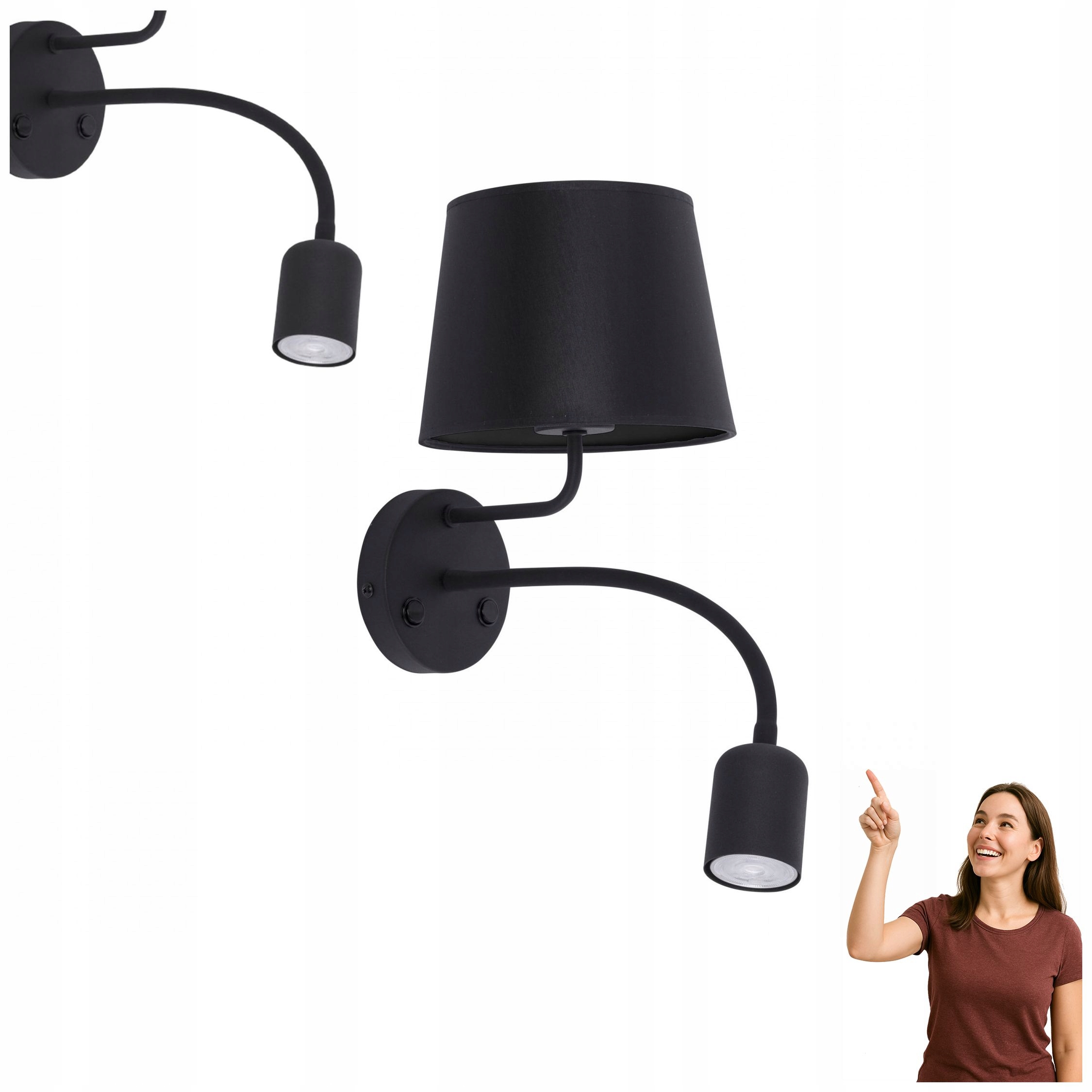 Nástěnná lampa na čtení Maja Black 2537 Tk Lighting