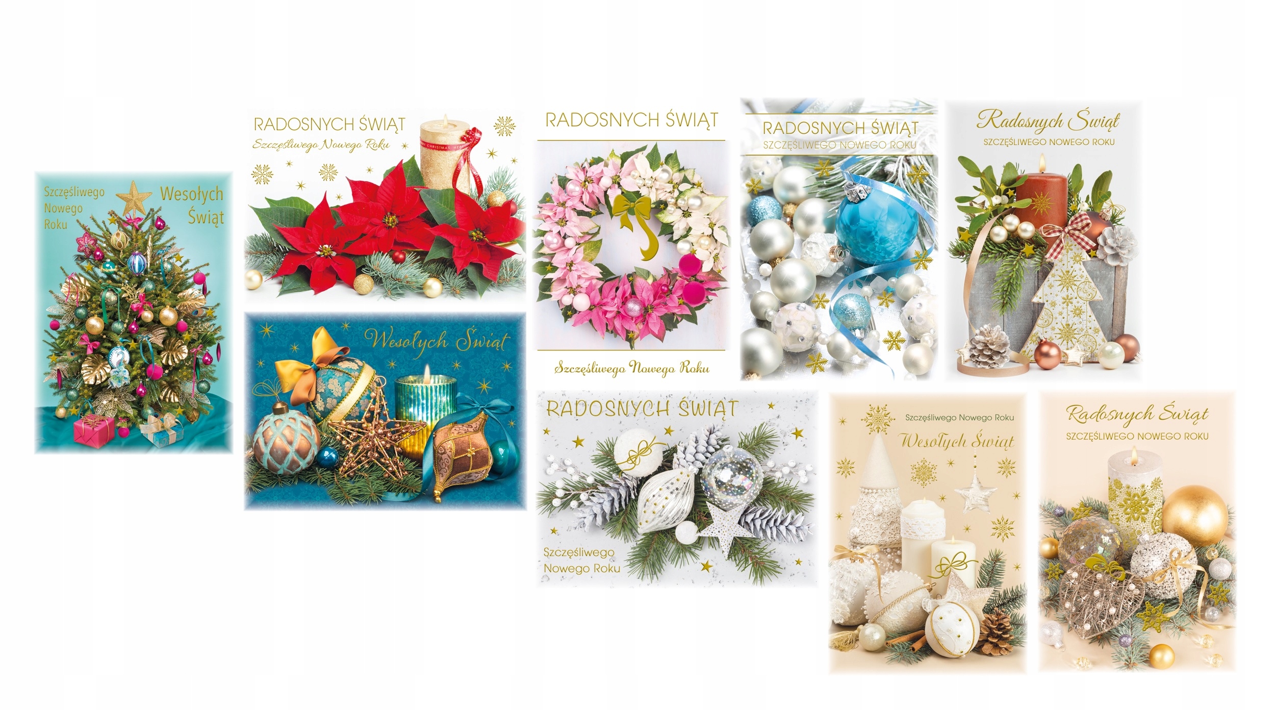 POCZTÓWKA KARTKA Boże Narodzenie ŚWIĘTA POZŁACANE 9 SZTUK