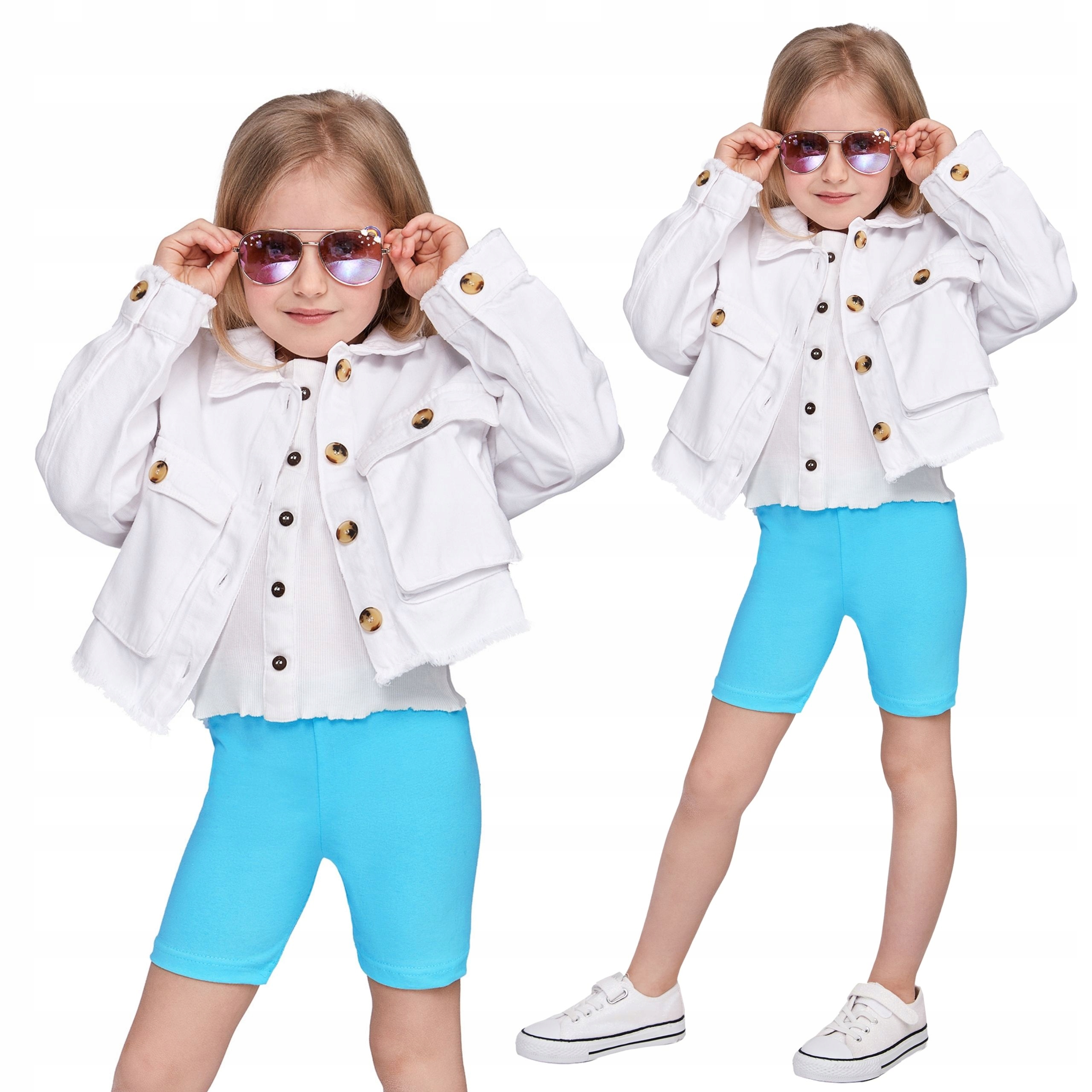 DZIECIĘCE LEGGINSY 1/2 KRÓTKIE GETRY TURKUSOWE 134