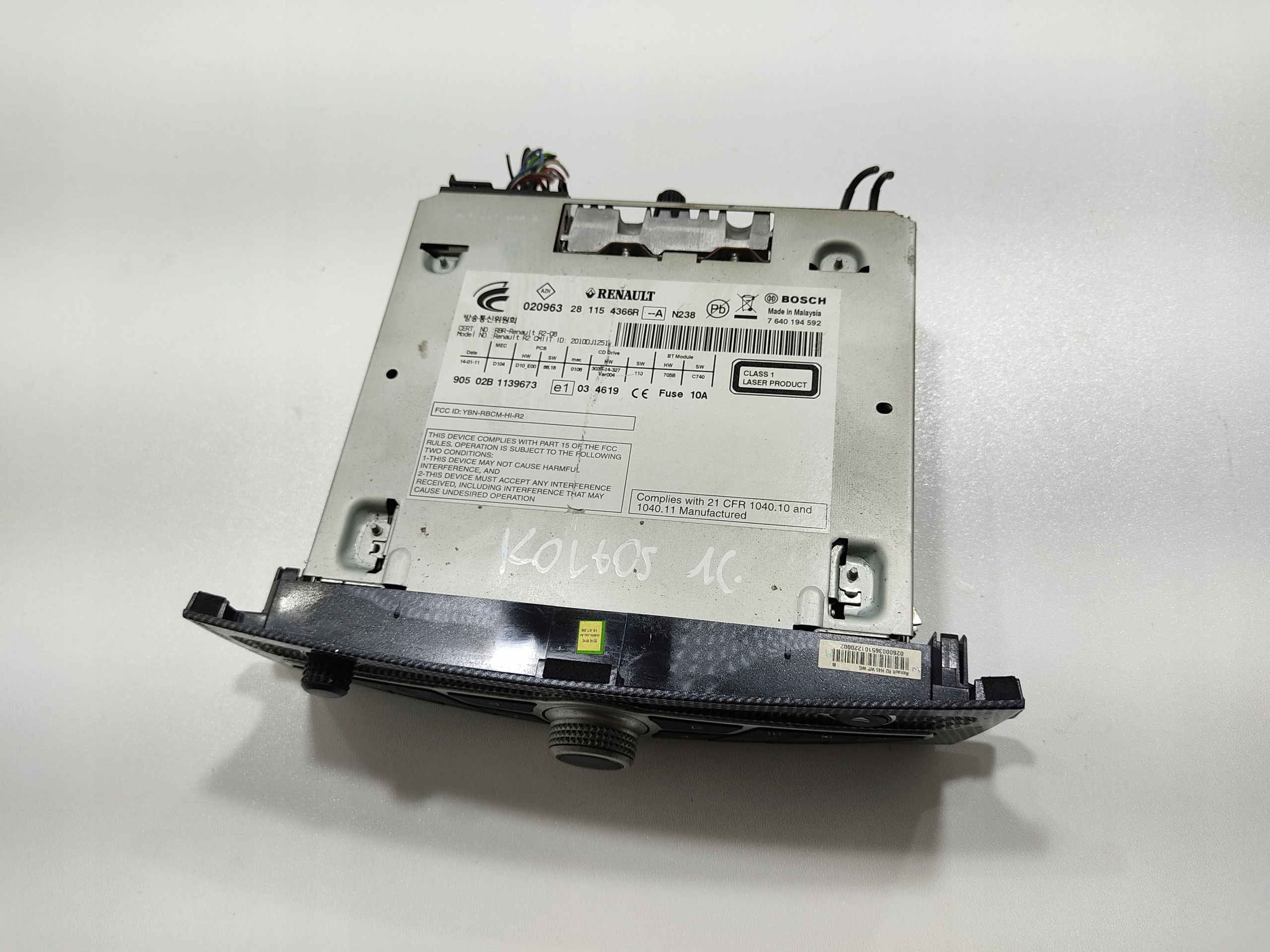 Fabrique RADIO CD RENAULT KOLEOS et 281154366R 2008-2015 KOD