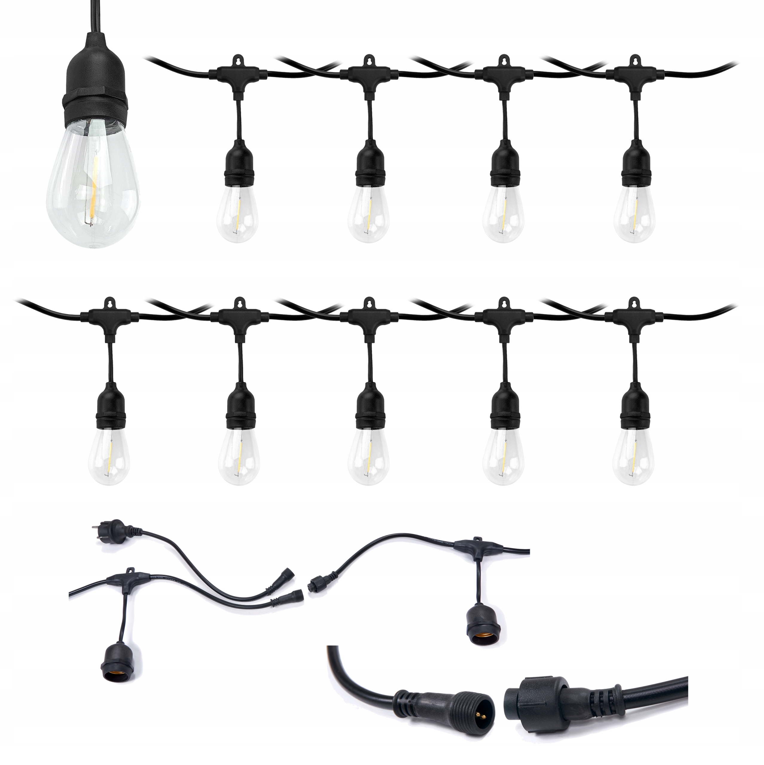 Venkovní Světelná Zahradní Girlanda 10 M 10XE27 Led 1W