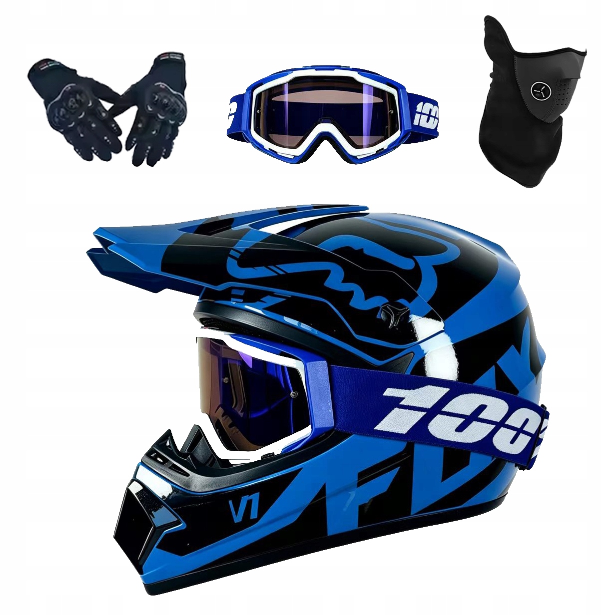 Helma Na Elektrickou Koloběžku Cross Enduro Quad Bmx Helma Brýle Rukavice M