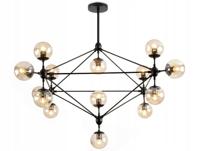 Závesná stropná lampa Industrial 95 cm čierna kovová geometrická XXL