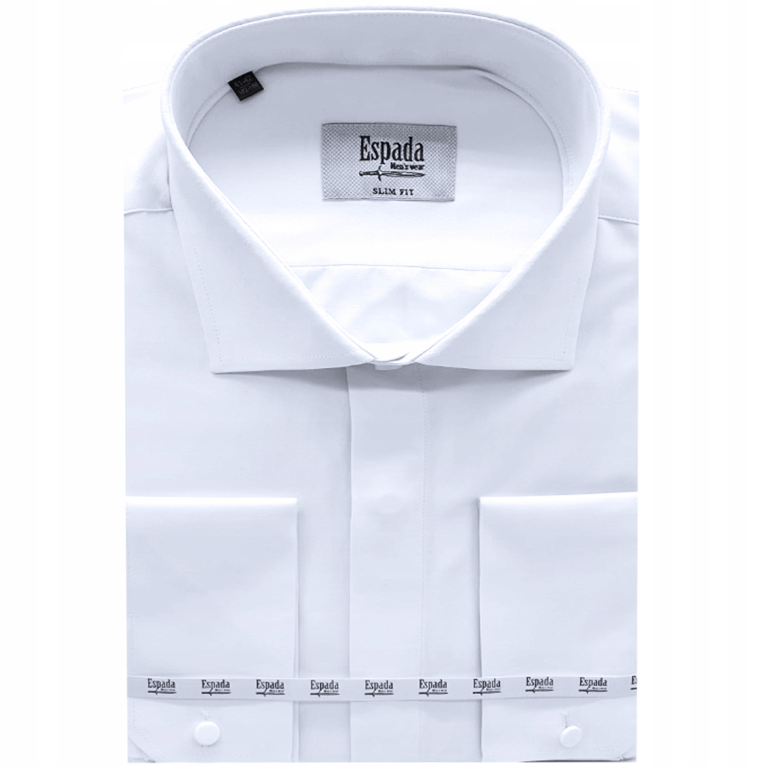 Biała Gładka Na Spinki Koszula Slim XXL 45/46