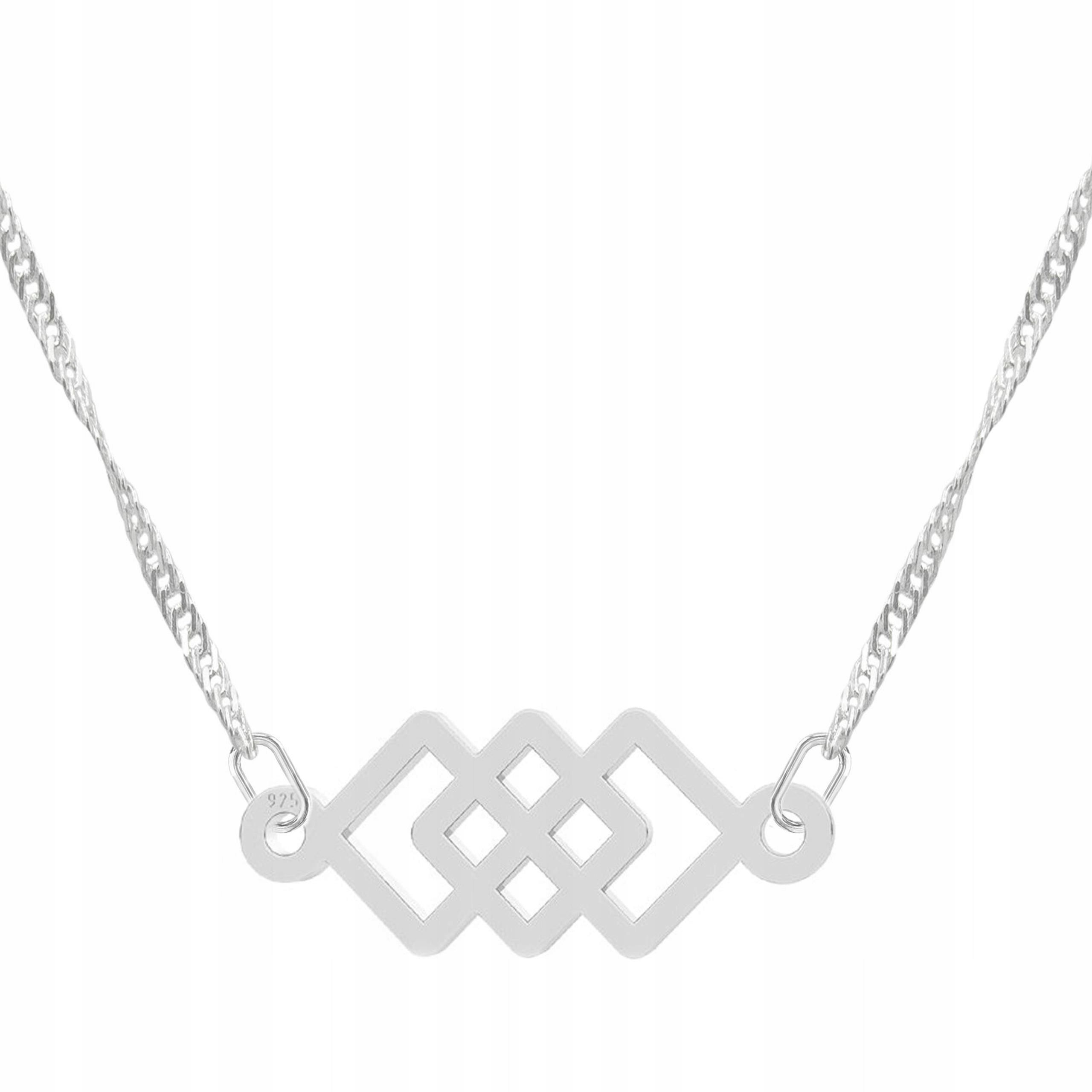 Stříbrný náhrdelník se třemi čtverci Tři geometrické čtverce Stříbro 925
