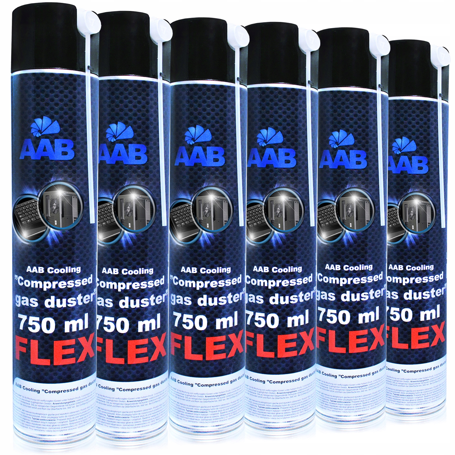 

6x Aab Cooling Sprężone-powietrze 750ml RURKA-60cm