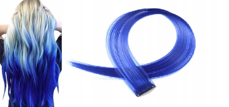 KOLOROWE PASMO NA KLIPSIE NIEBIESKE