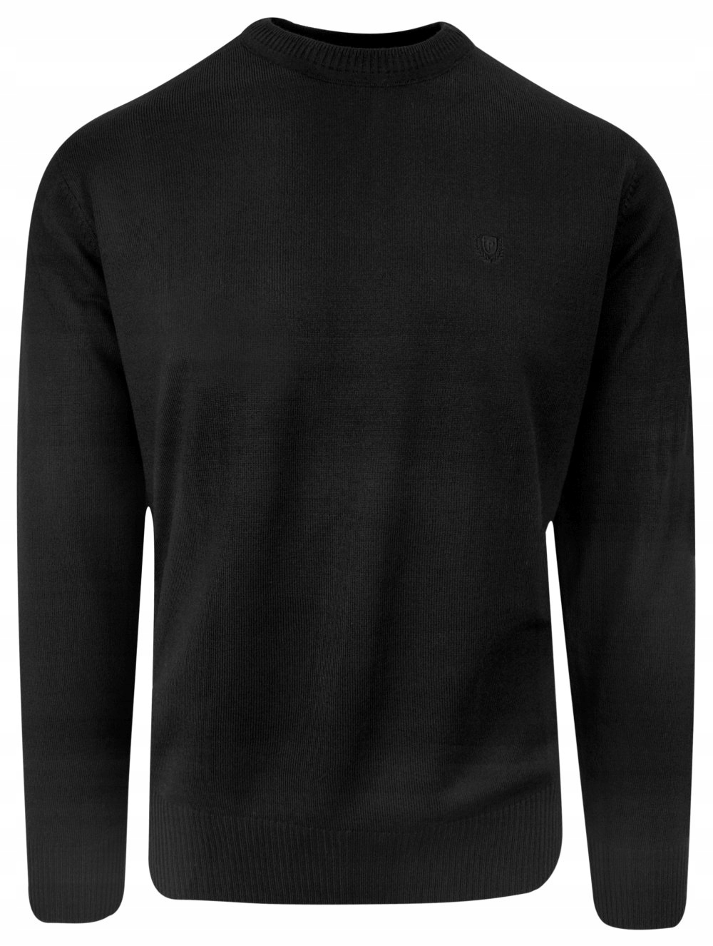 Černý vlněný pologolf Vysoký Kulatý výstřih XXL