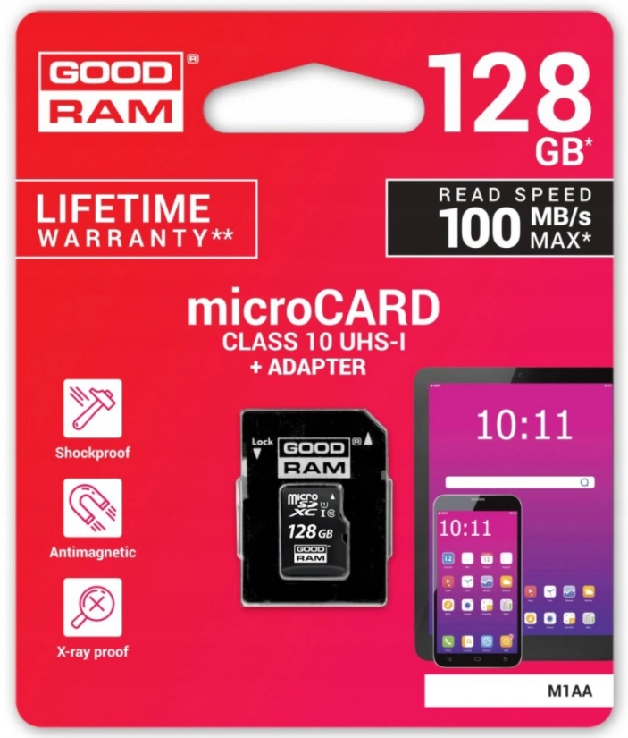 Goodram microSDHC 128GB CL10 Uhs I adaptér