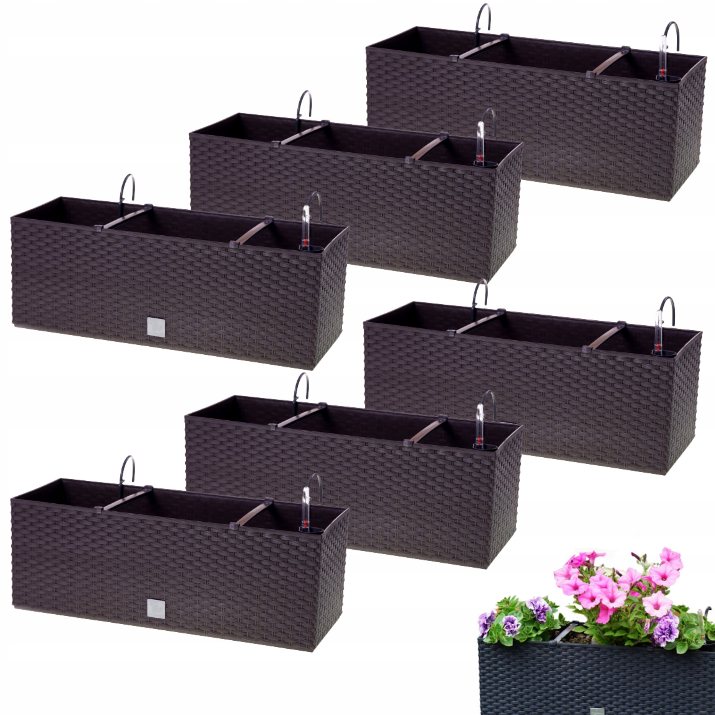 

6 x Skrzynka balkonowa 50cm+ uchwyty, nawadnianie